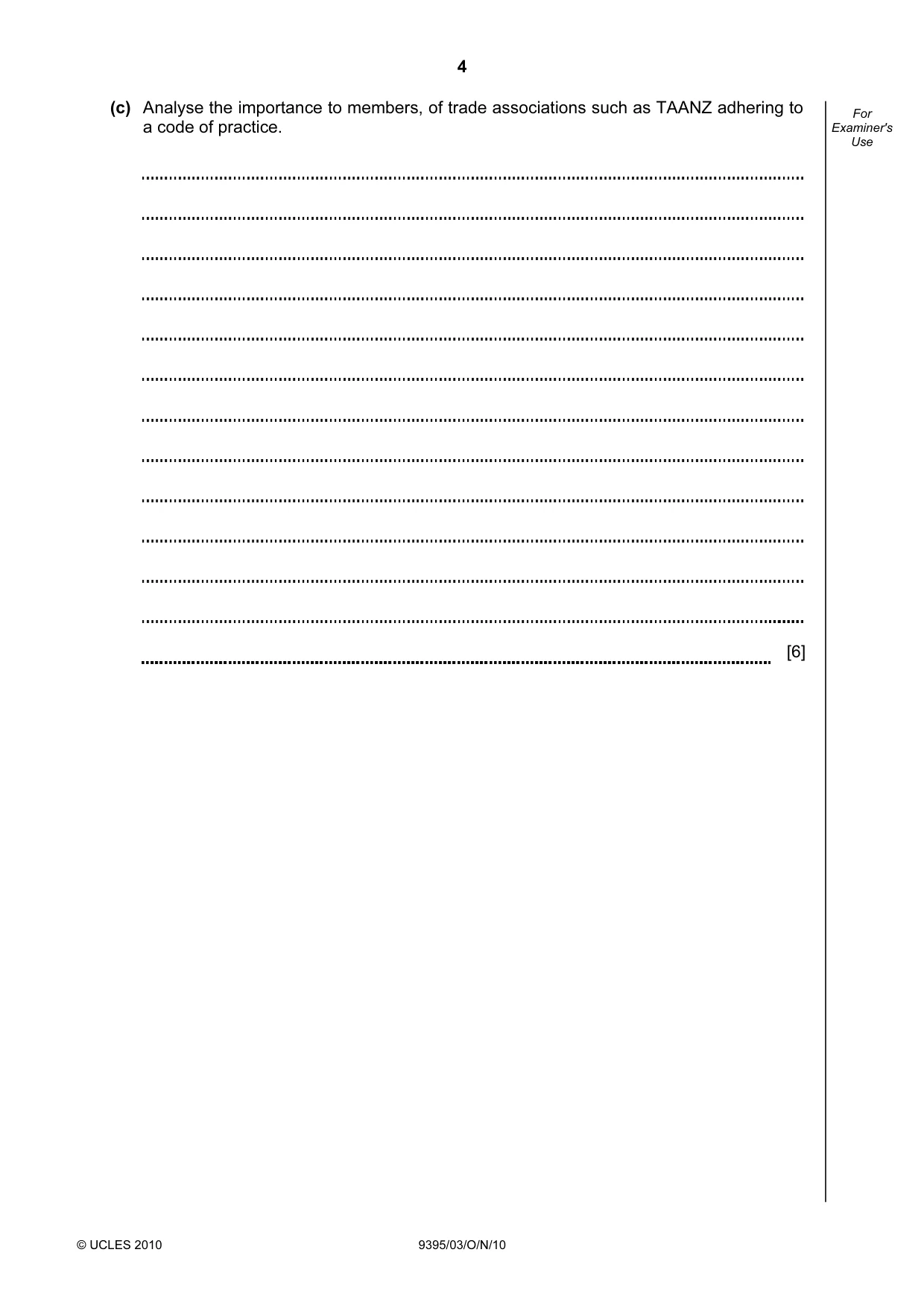 Cambridge A Level Travel and Tourism 9395 2010 Oct/Nov Paper 3 · Variant 1 question paper, page 4 of 20