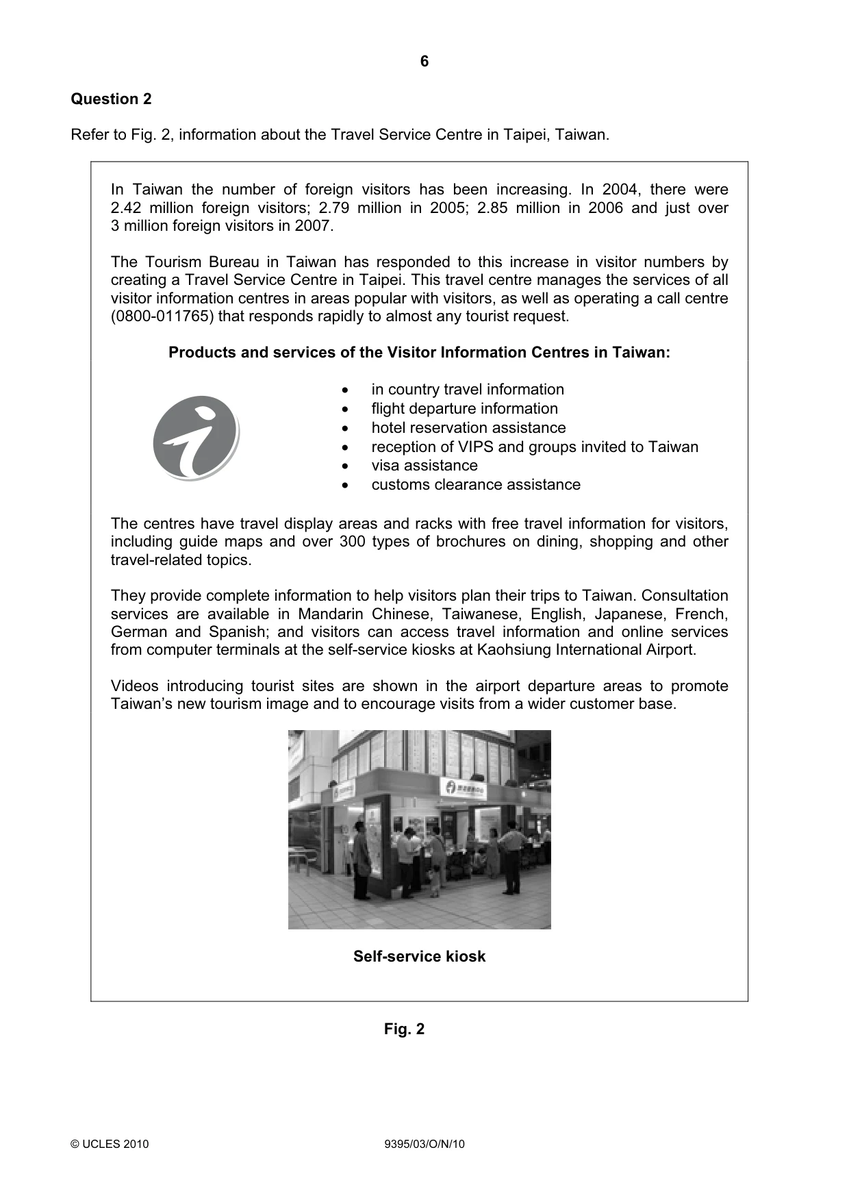 Cambridge A Level Travel and Tourism 9395 2010 Oct/Nov Paper 3 · Variant 1 question paper, page 6 of 20