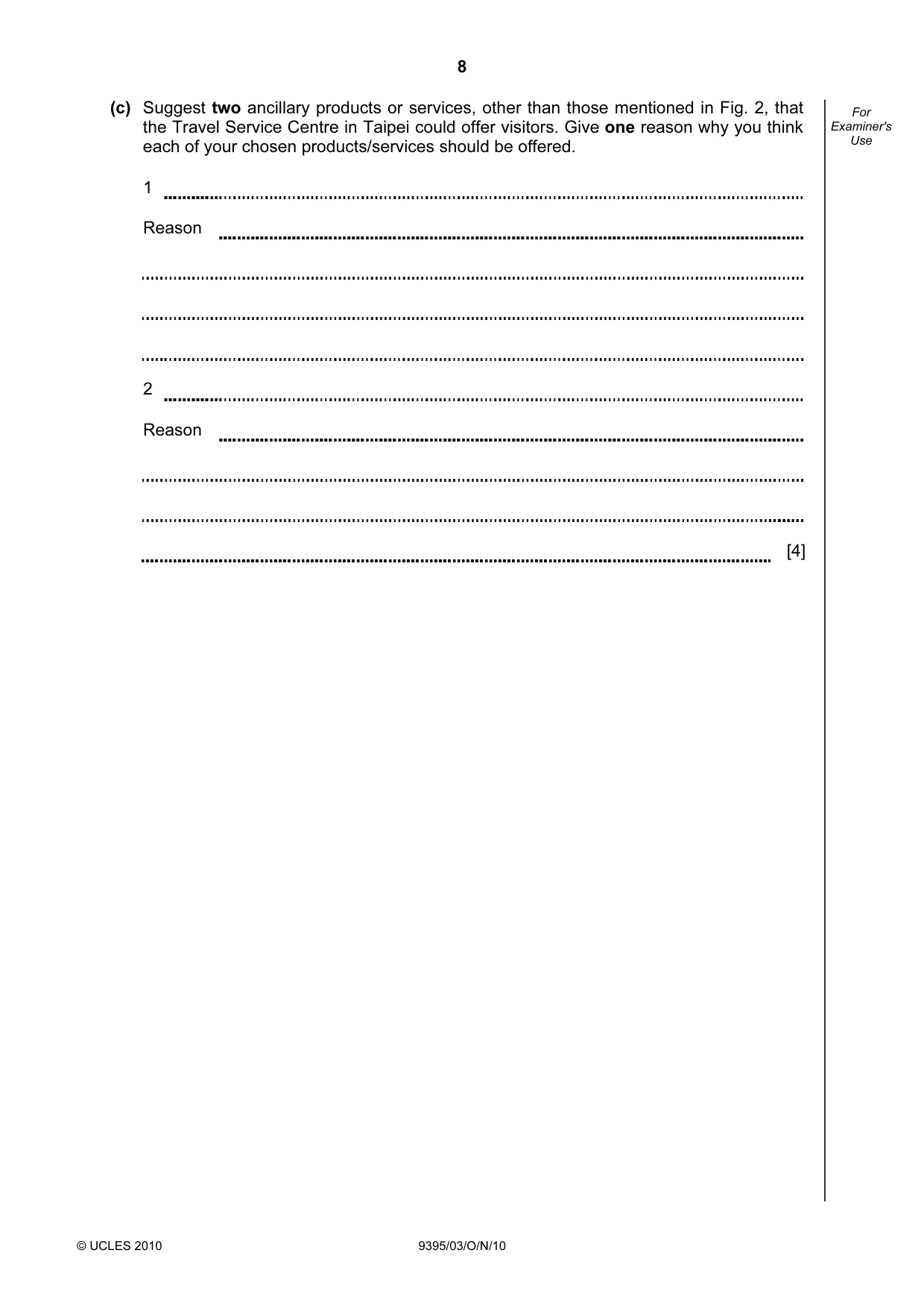Cambridge A Level Travel and Tourism 9395 2010 Oct/Nov Paper 3 · Variant 1 question paper, page 8 of 20