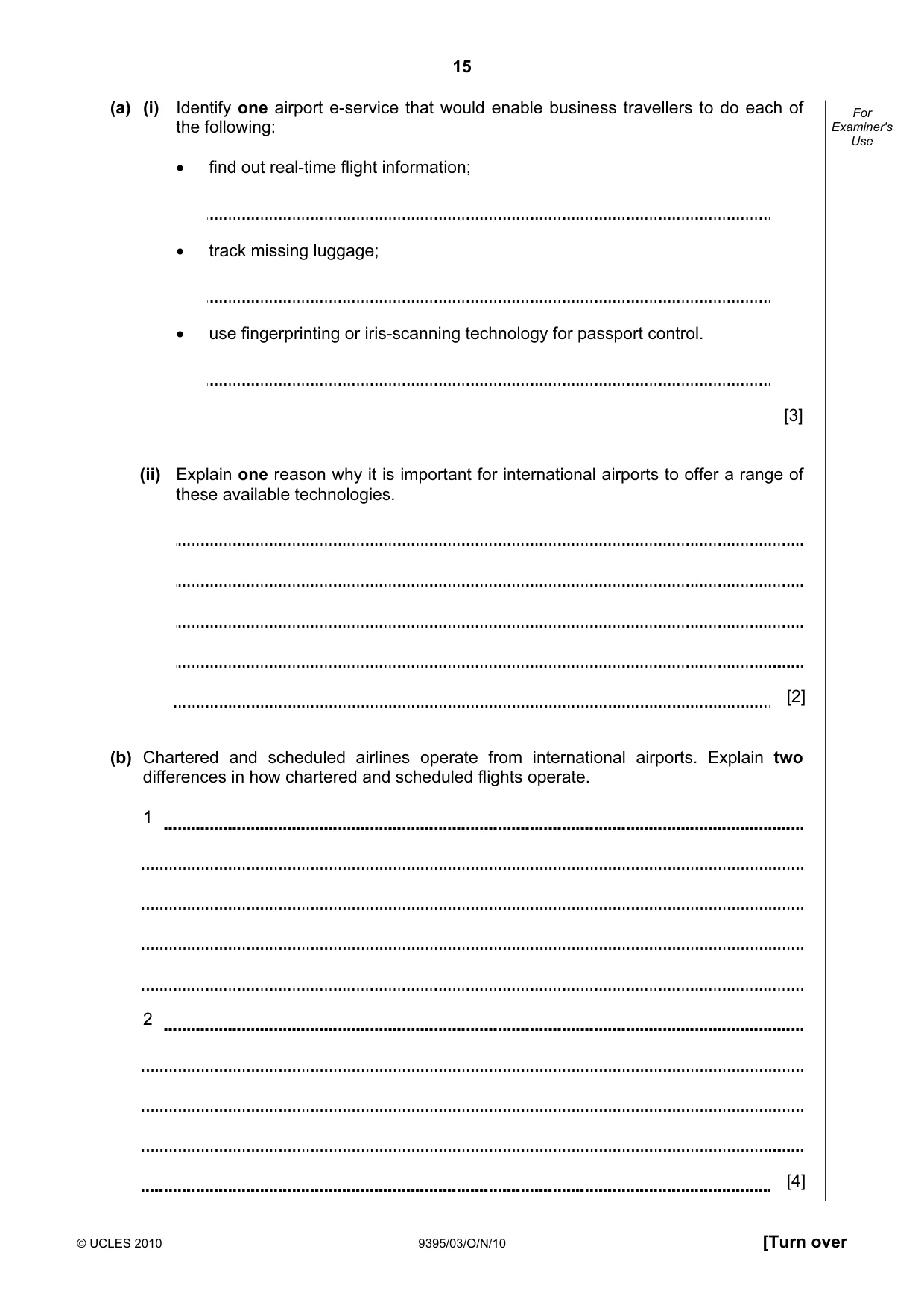 Cambridge A Level Travel and Tourism 9395 2010 Oct/Nov Paper 3 · Variant 1 question paper, page 15 of 20