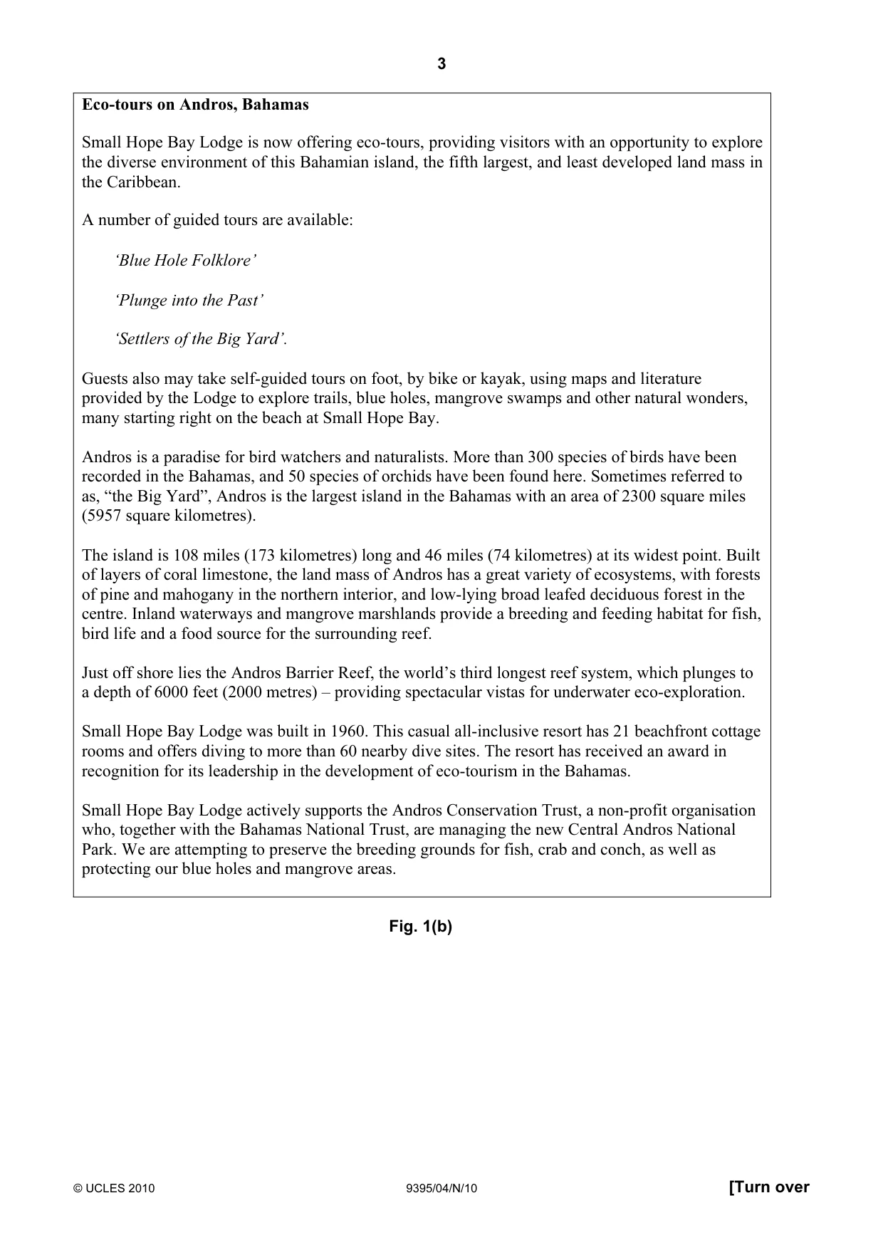Cambridge A Level Travel and Tourism 9395 2010 Oct/Nov Paper 4 · Variant 1 question paper, page 3 of 12