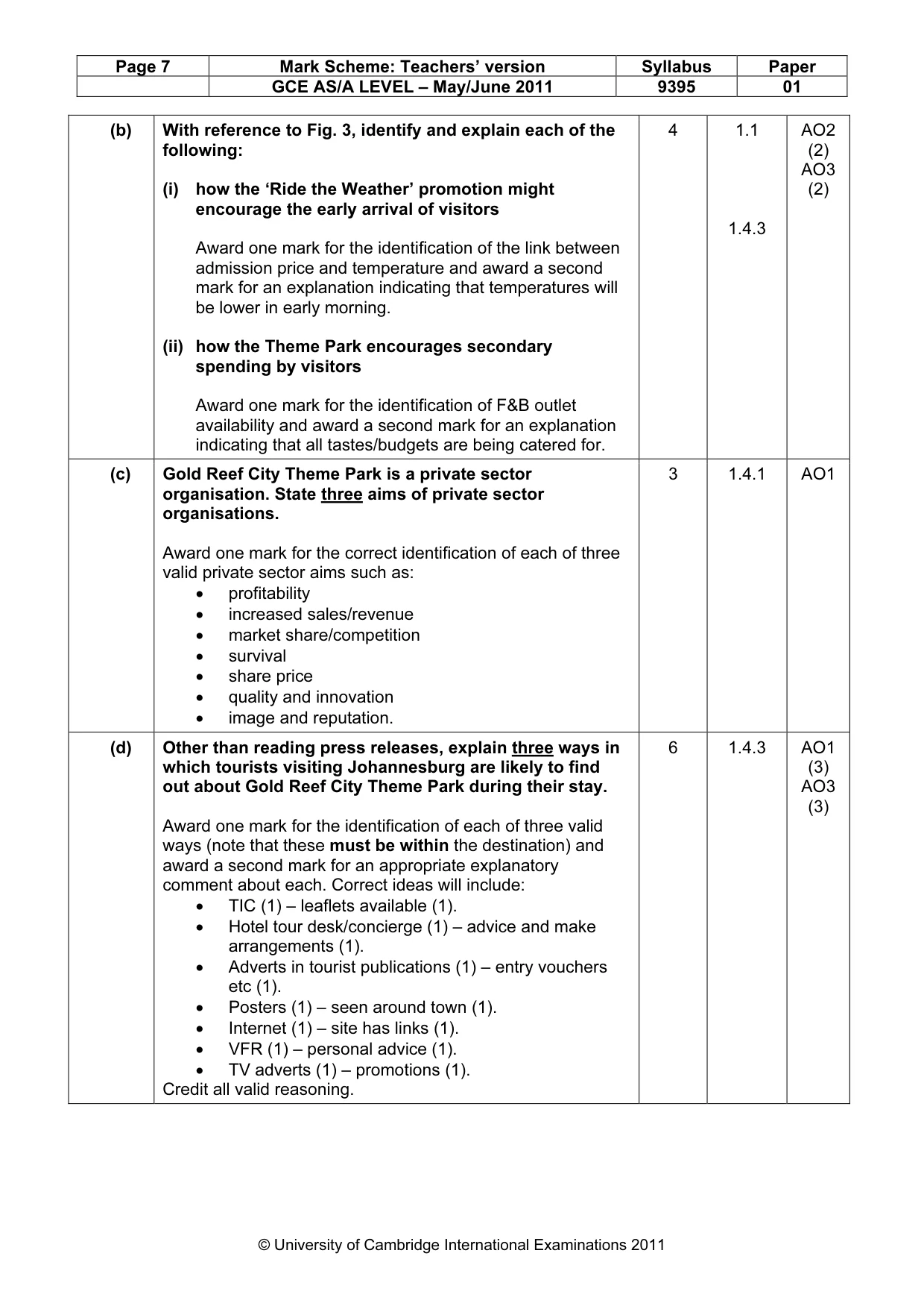 Mark scheme, page 7 of 10