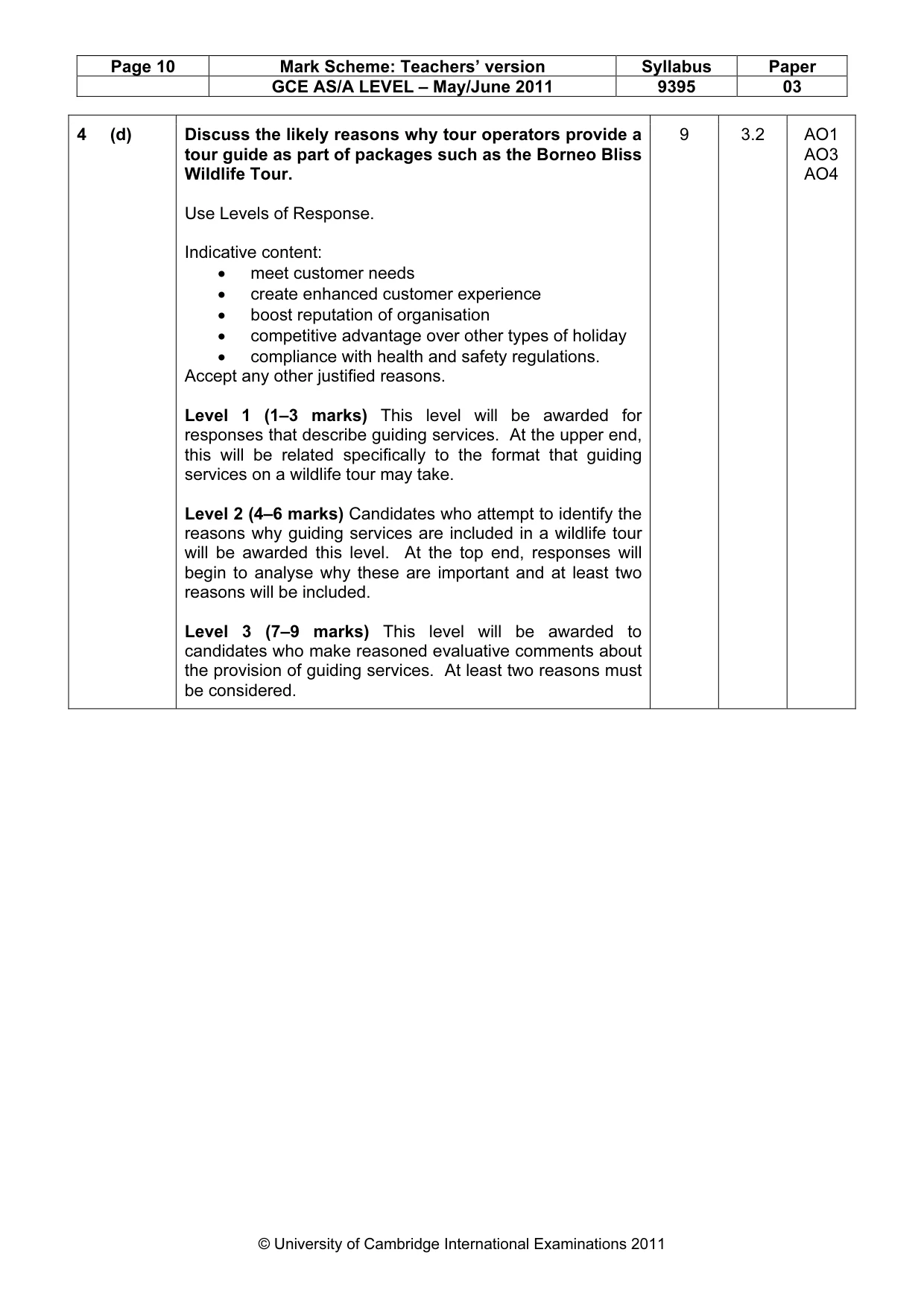 Mark scheme, page 10 of 10