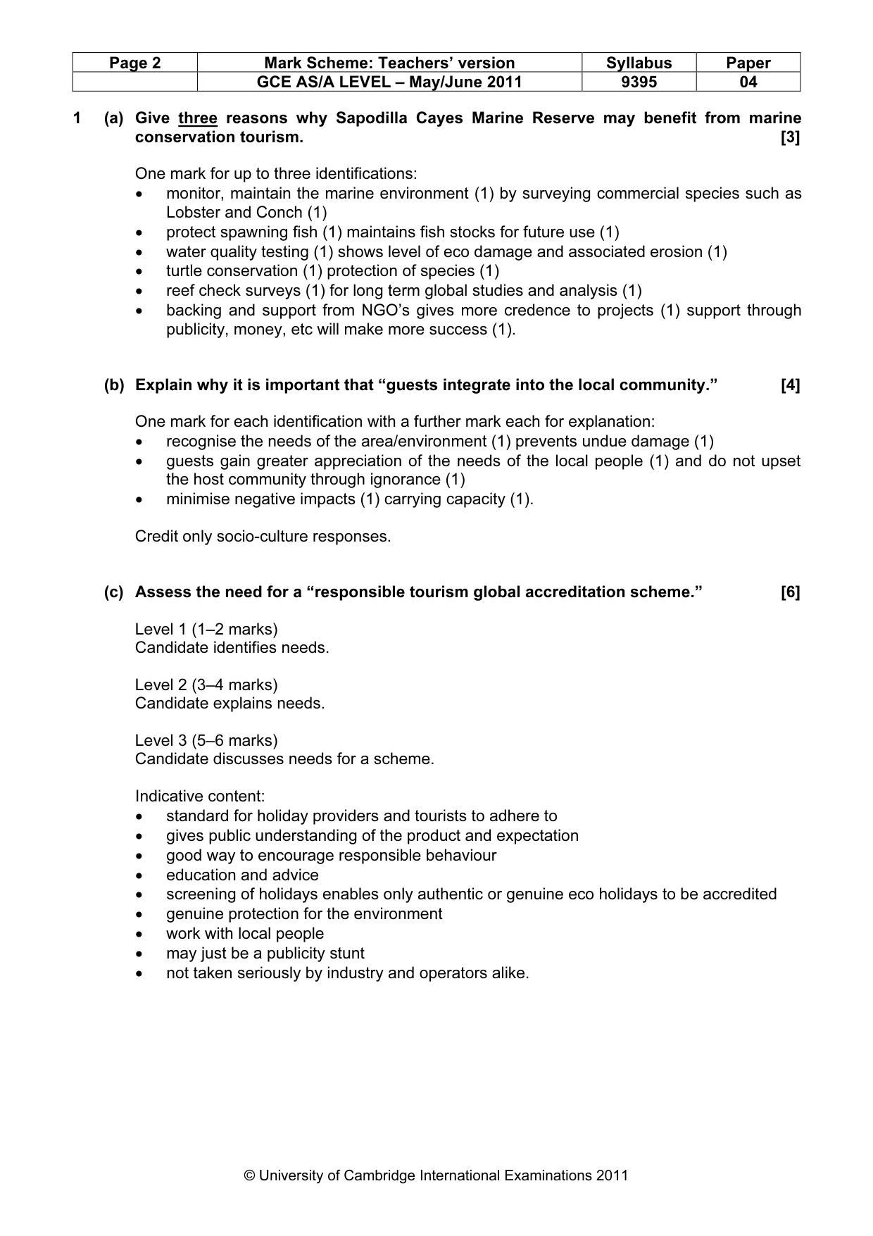 Mark scheme, page 2 of 4