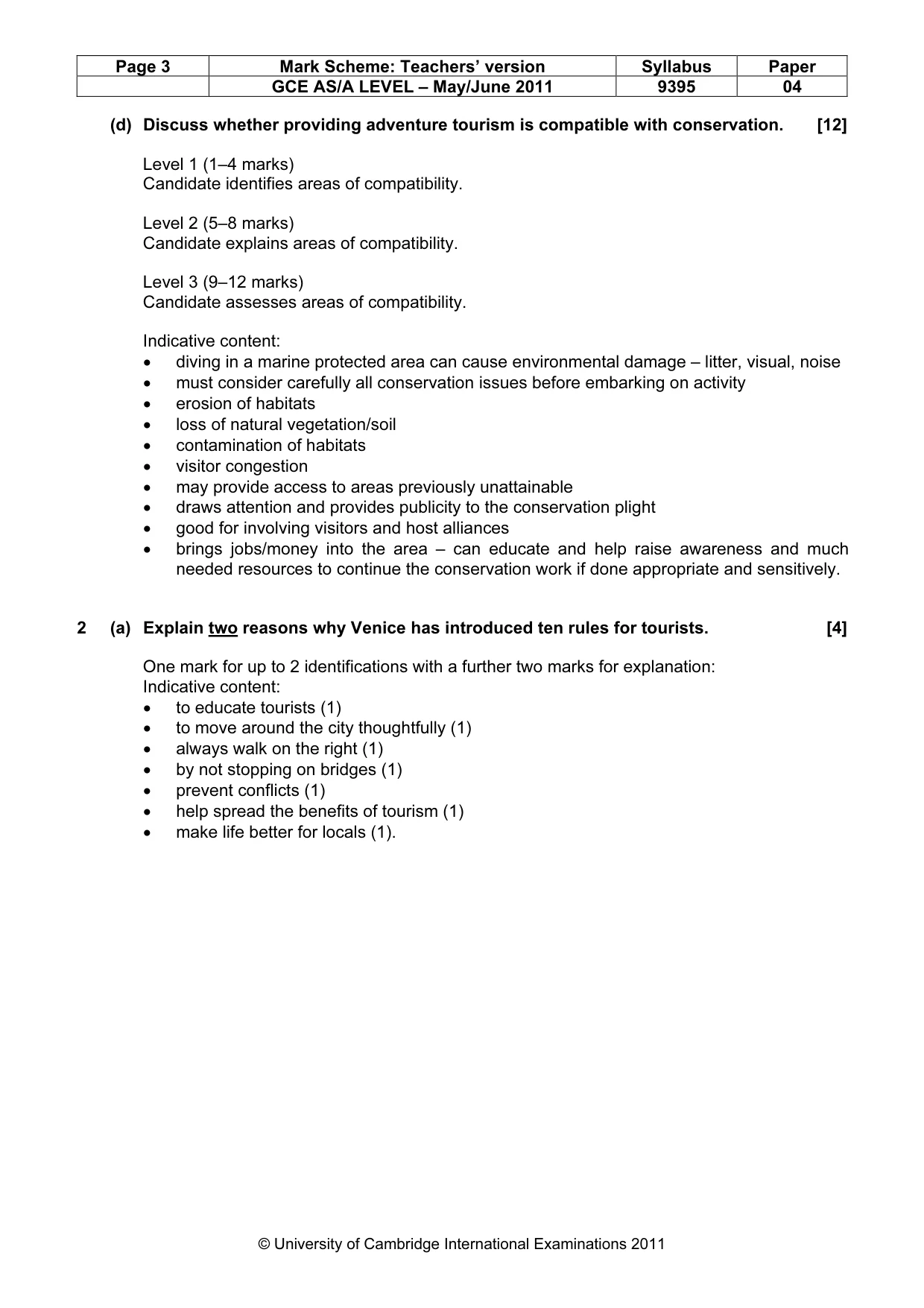 Mark scheme, page 3 of 4