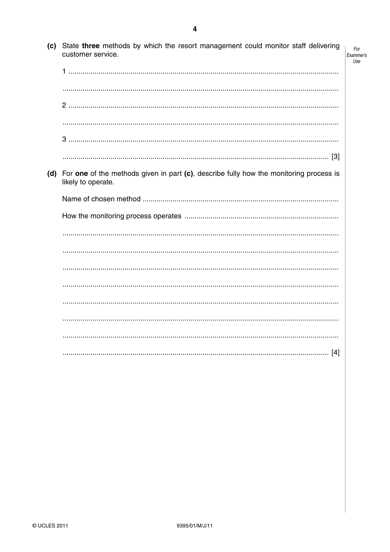Cambridge A Level Travel and Tourism 9395 2011 May/June Paper 1 · Variant 1 question paper, page 4 of 16