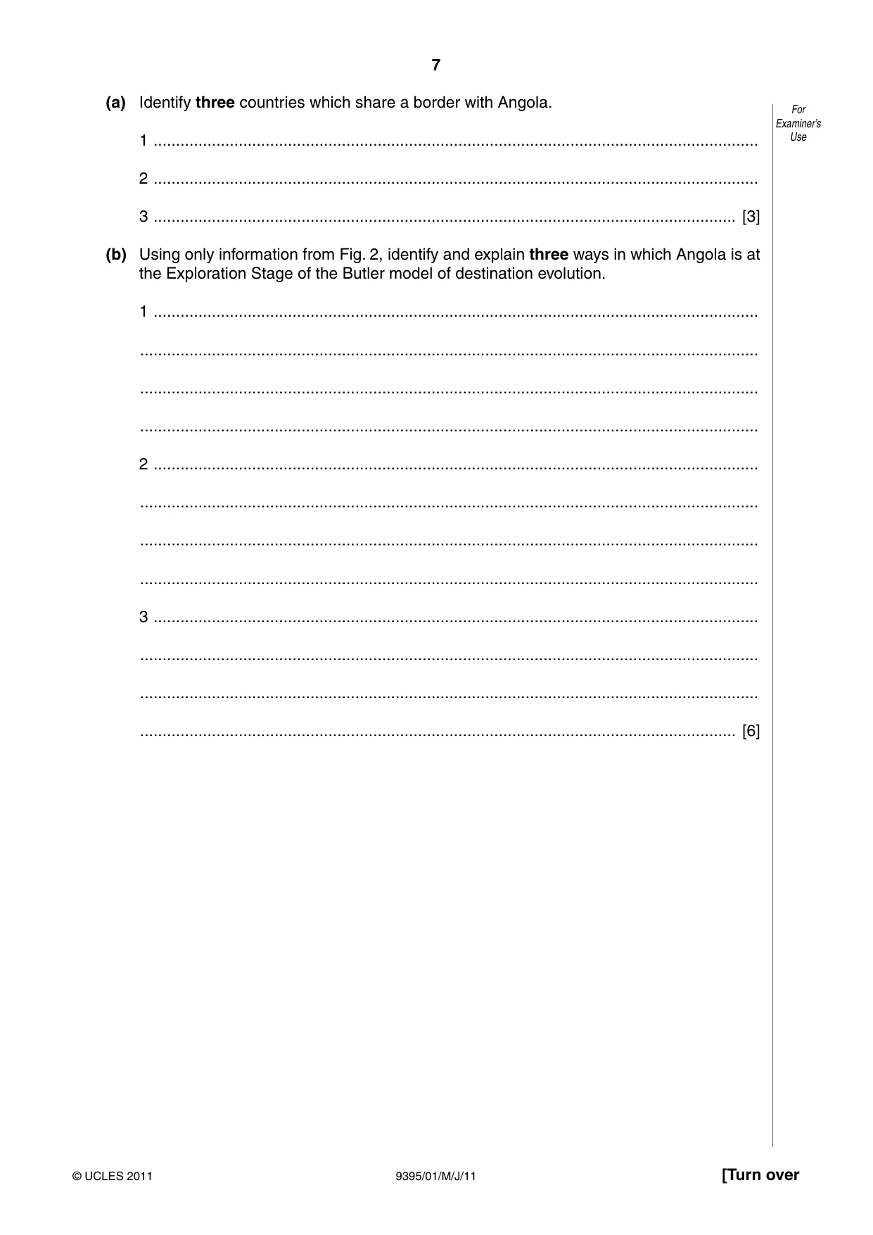 Cambridge A Level Travel and Tourism 9395 2011 May/June Paper 1 · Variant 1 question paper, page 7 of 16