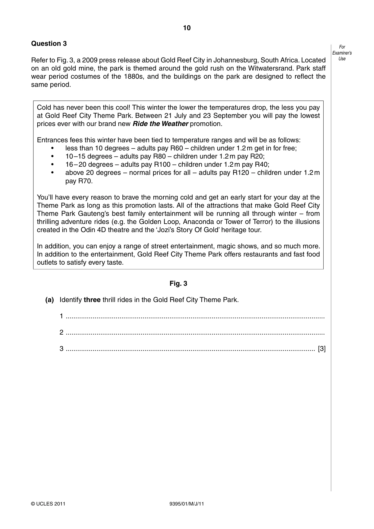 Cambridge A Level Travel and Tourism 9395 2011 May/June Paper 1 · Variant 1 question paper, page 10 of 16