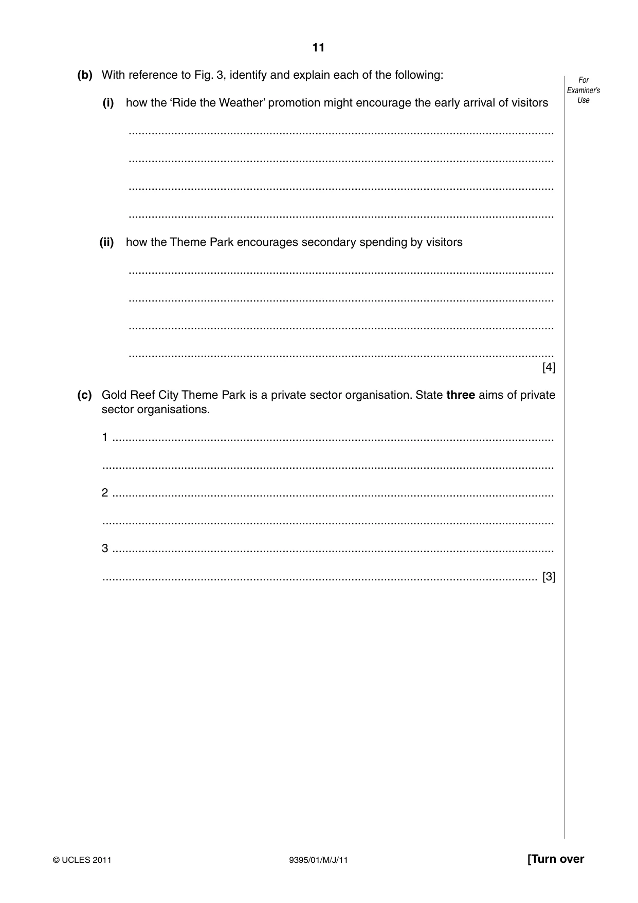 Cambridge A Level Travel and Tourism 9395 2011 May/June Paper 1 · Variant 1 question paper, page 11 of 16