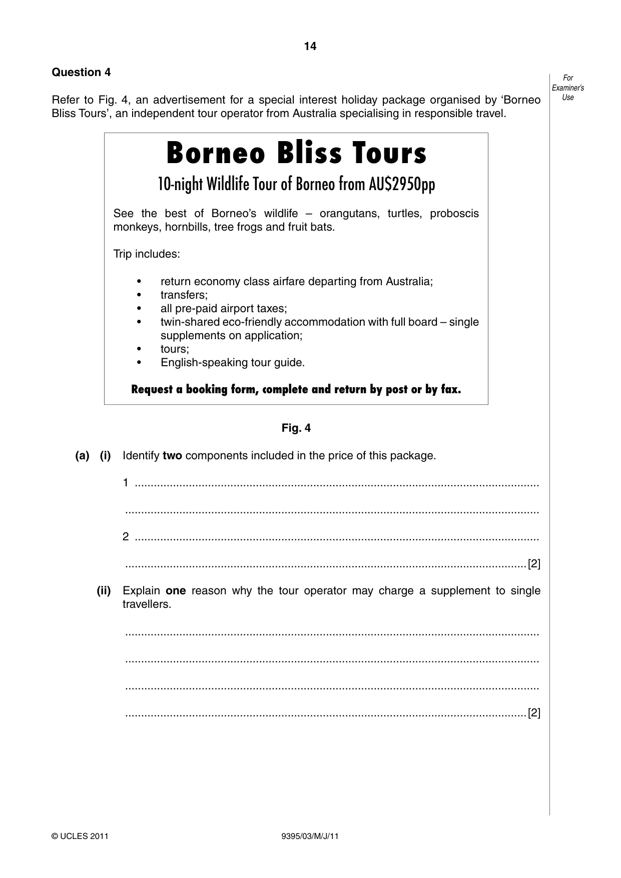 Cambridge A Level Travel and Tourism 9395 2011 May/June Paper 3 · Variant 1 question paper, page 14 of 16