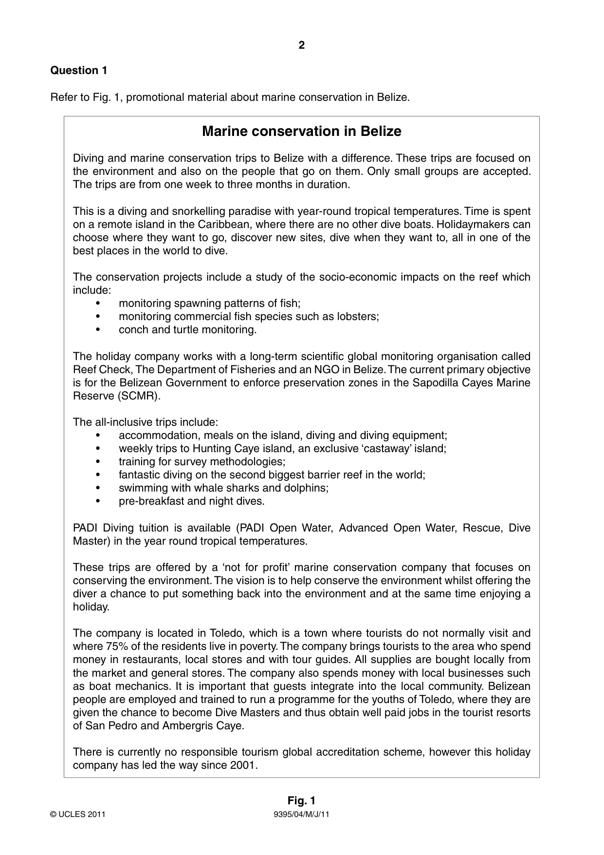 Cambridge A Level Travel and Tourism 9395 2011 May/June Paper 4 · Variant 1 question paper, page 2 of 8