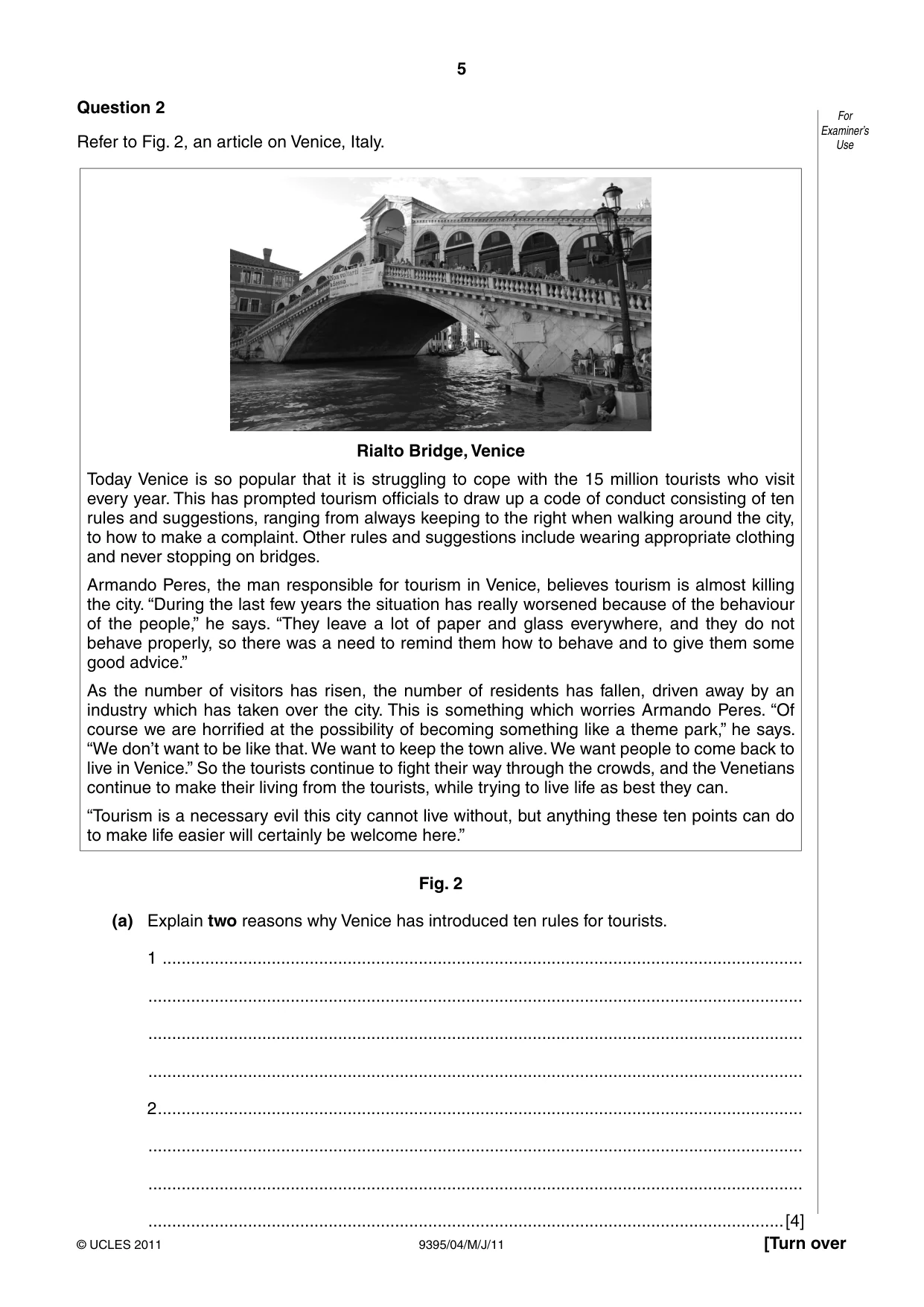 Cambridge A Level Travel and Tourism 9395 2011 May/June Paper 4 · Variant 1 question paper, page 5 of 8