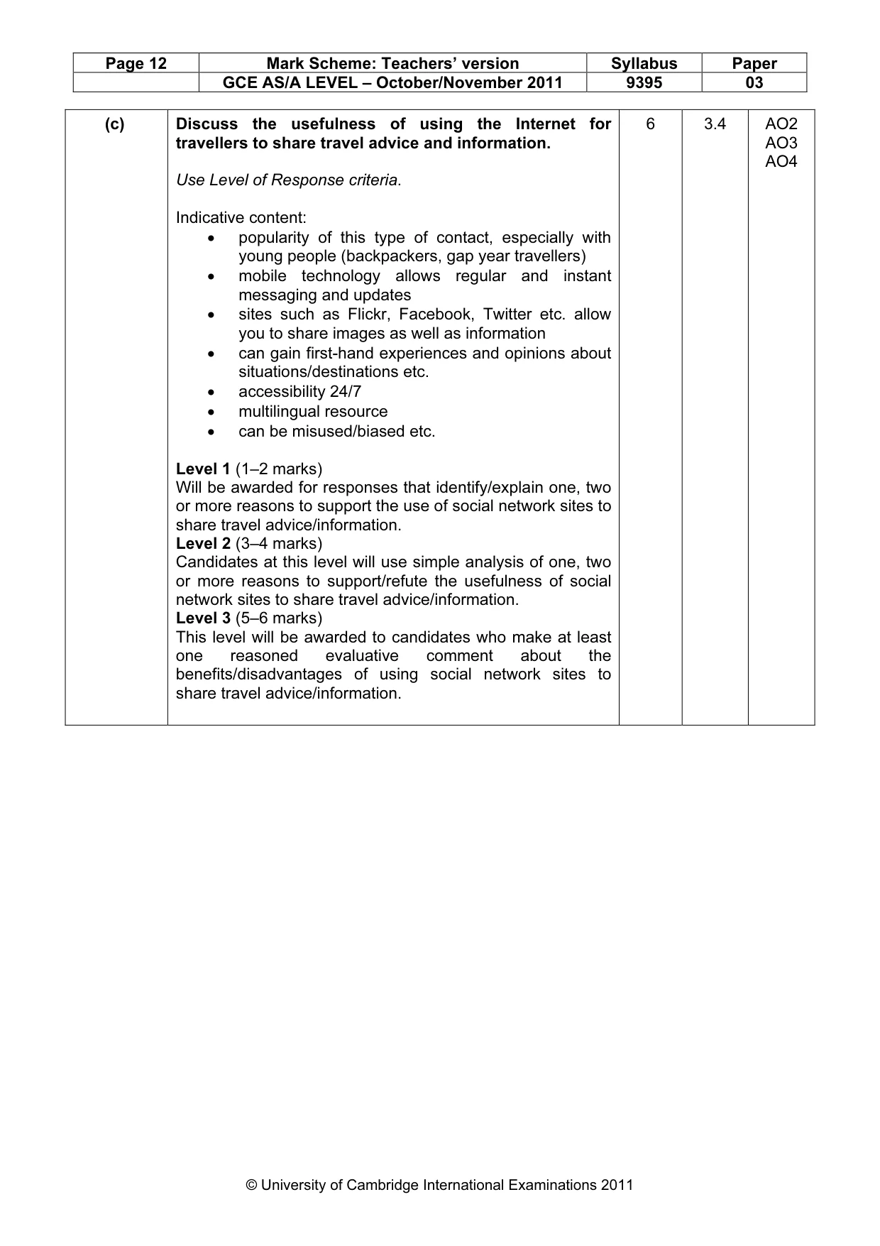 Mark scheme, page 12 of 13