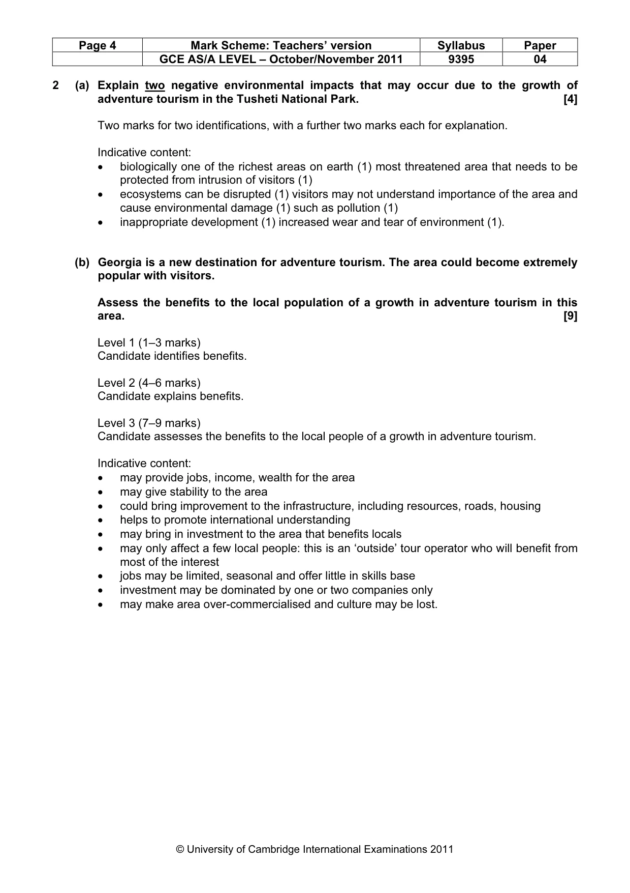 Mark scheme, page 4 of 5