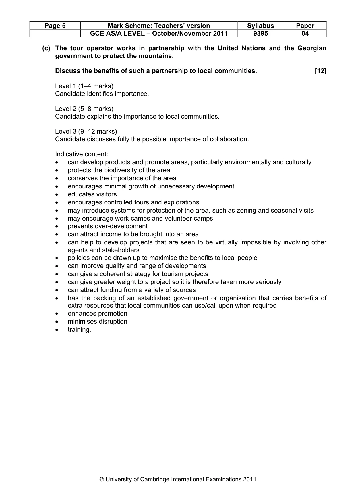 Mark scheme, page 5 of 5