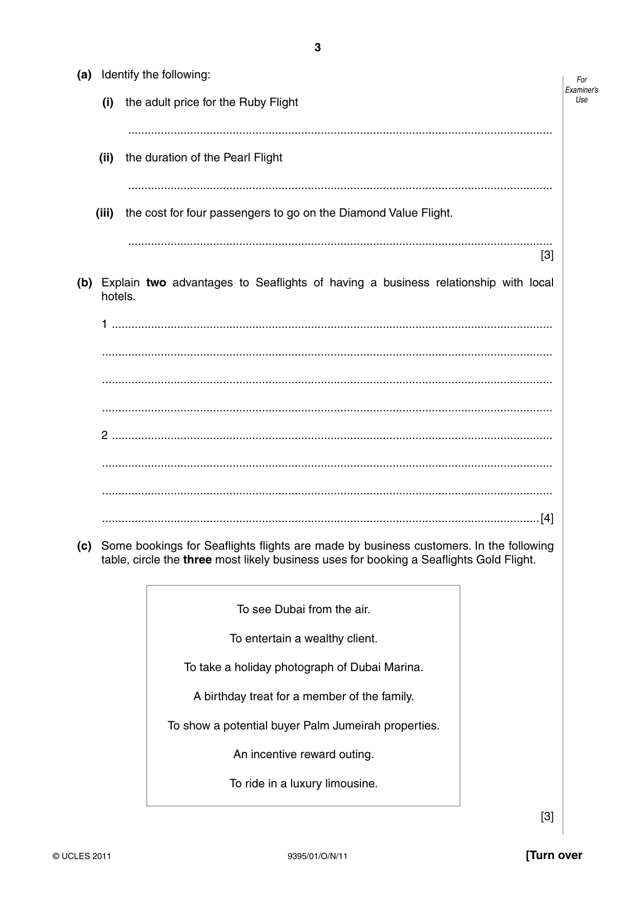 Cambridge A Level Travel and Tourism 9395 2011 Oct/Nov Paper 1 · Variant 1 question paper, page 3 of 16