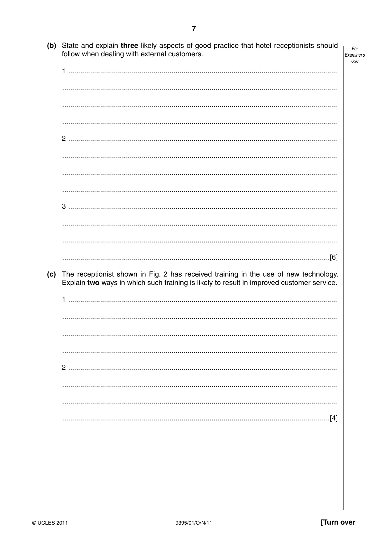 Cambridge A Level Travel and Tourism 9395 2011 Oct/Nov Paper 1 · Variant 1 question paper, page 7 of 16