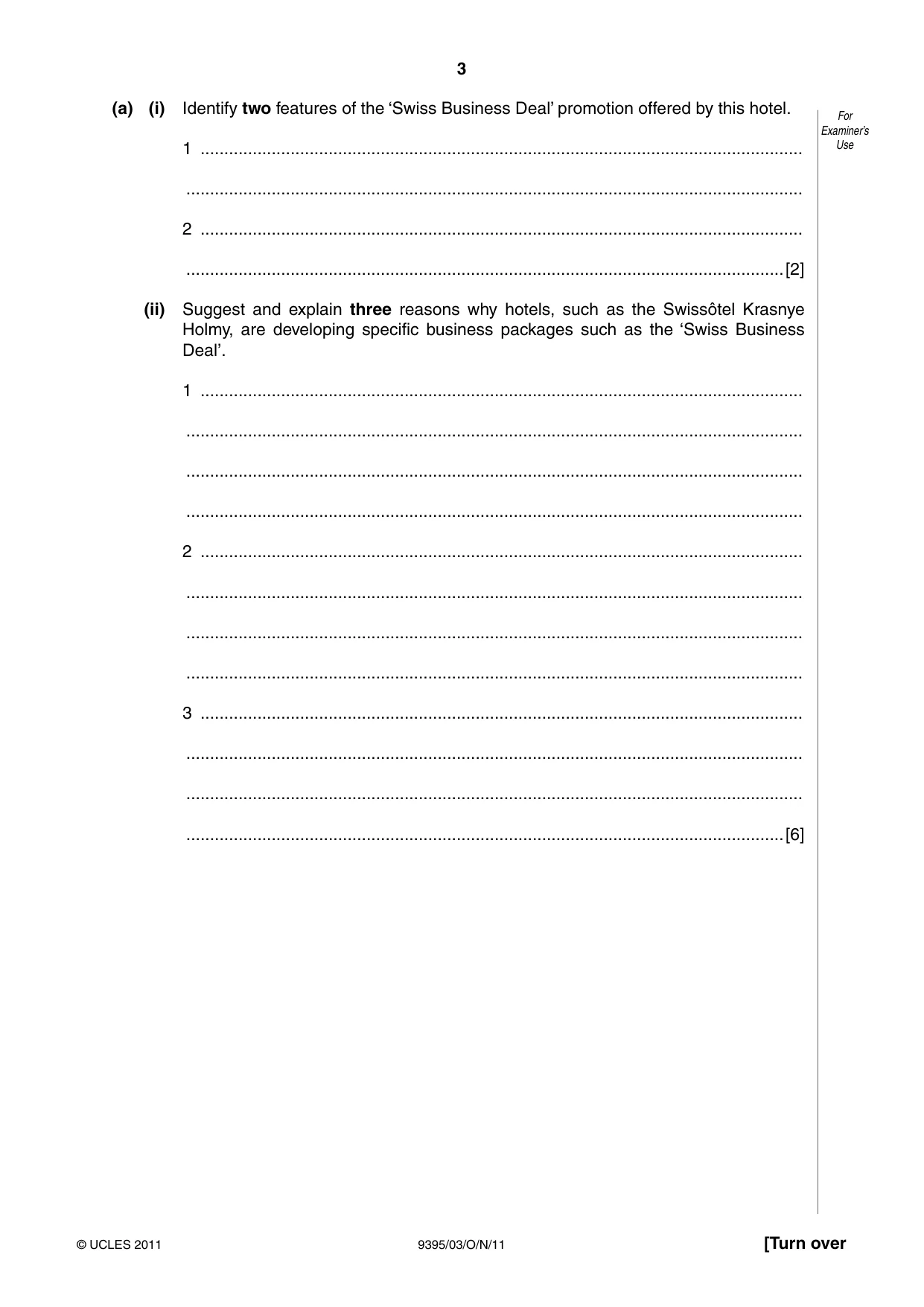 Cambridge A Level Travel and Tourism 9395 2011 Oct/Nov Paper 3 · Variant 1 question paper, page 3 of 16