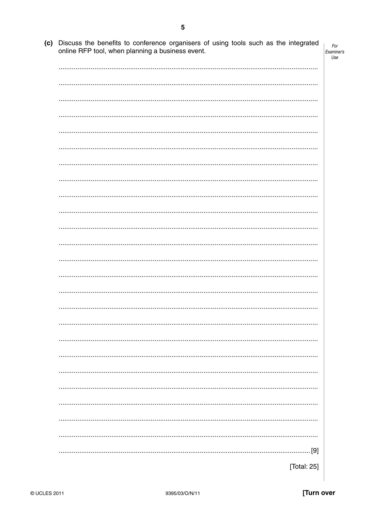Cambridge A Level Travel and Tourism 9395 2011 Oct/Nov Paper 3 · Variant 1 question paper, page 5 of 16