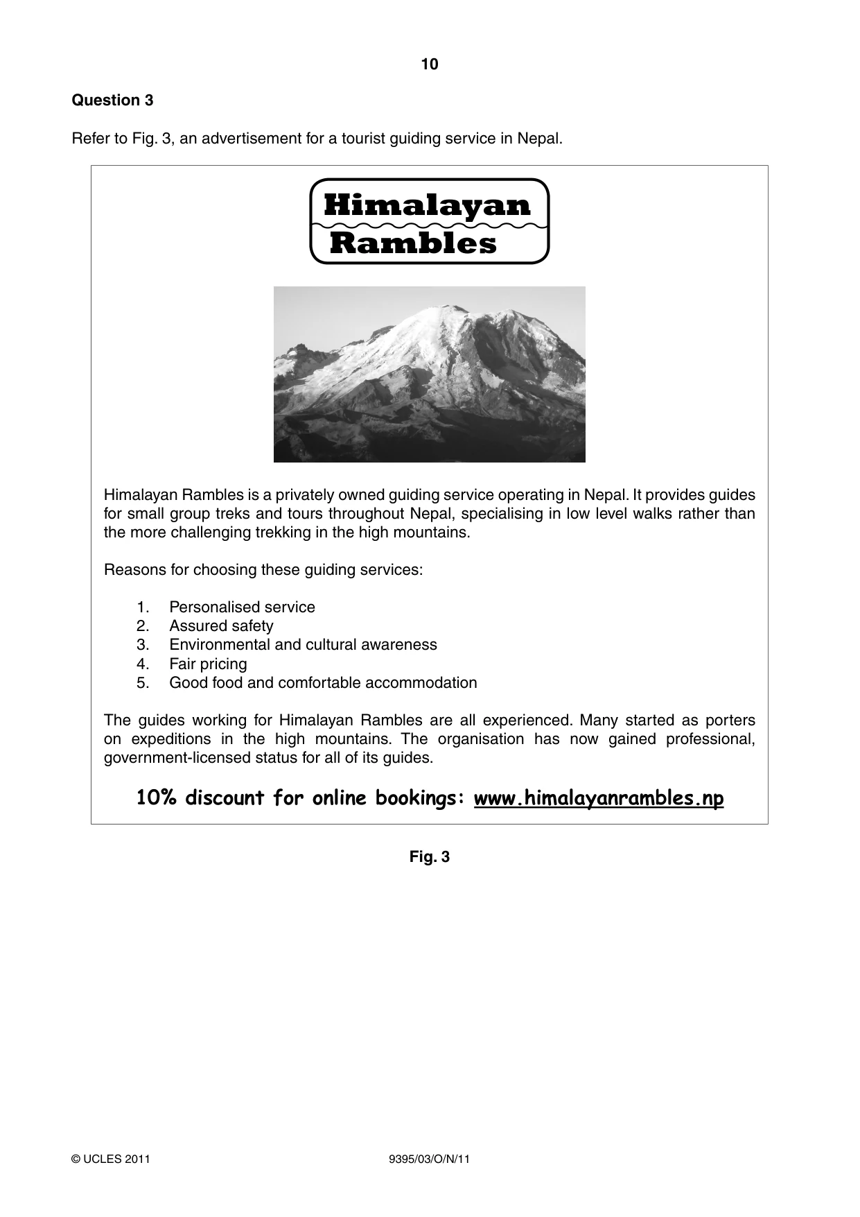 Cambridge A Level Travel and Tourism 9395 2011 Oct/Nov Paper 3 · Variant 1 question paper, page 10 of 16