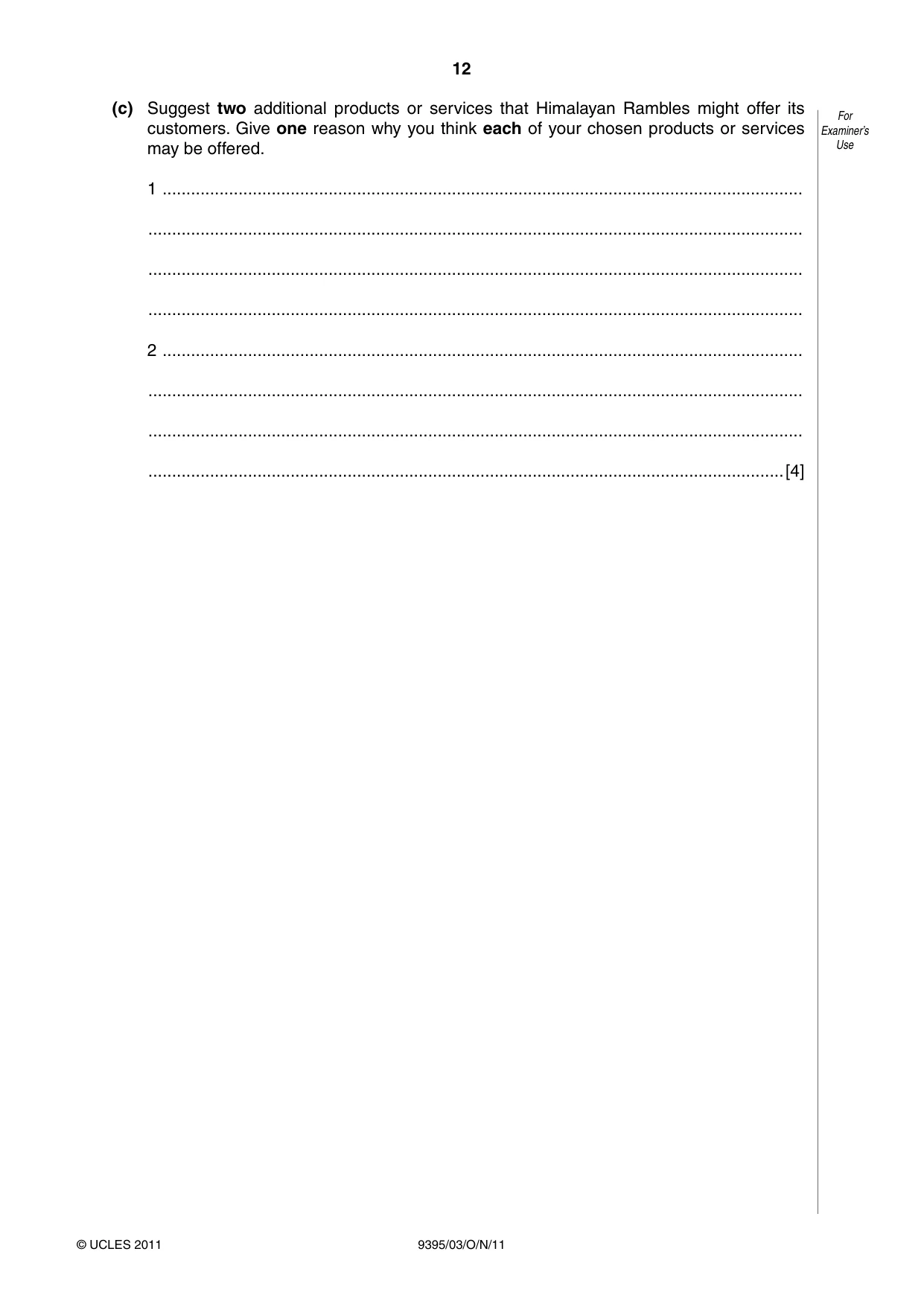 Cambridge A Level Travel and Tourism 9395 2011 Oct/Nov Paper 3 · Variant 1 question paper, page 12 of 16