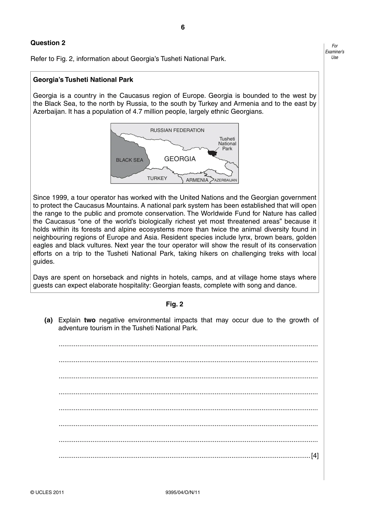 Cambridge A Level Travel and Tourism 9395 2011 Oct/Nov Paper 4 · Variant 1 question paper, page 6 of 8