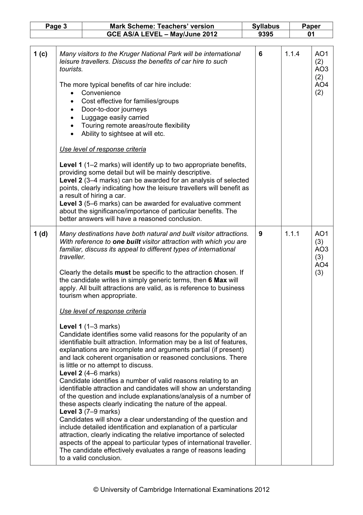 Mark scheme, page 3 of 9