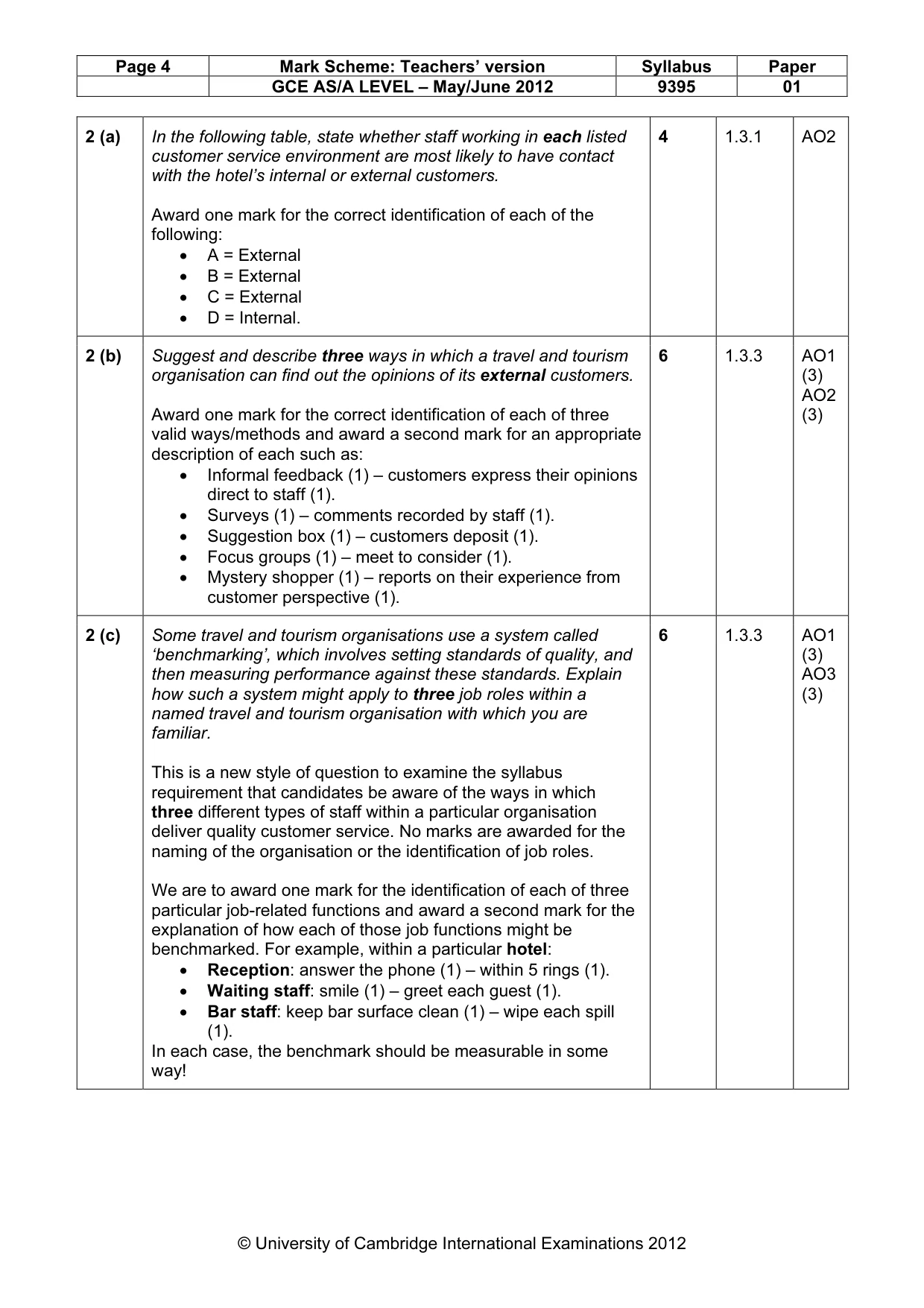 Mark scheme, page 4 of 9