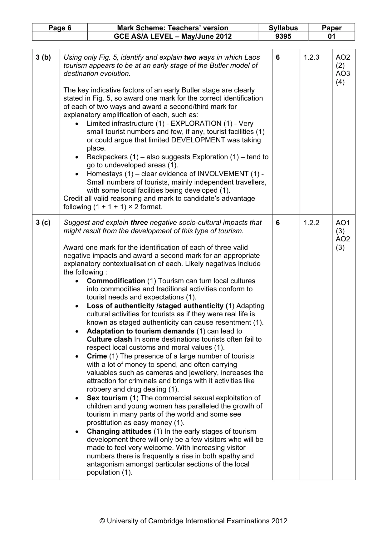 Mark scheme, page 6 of 9