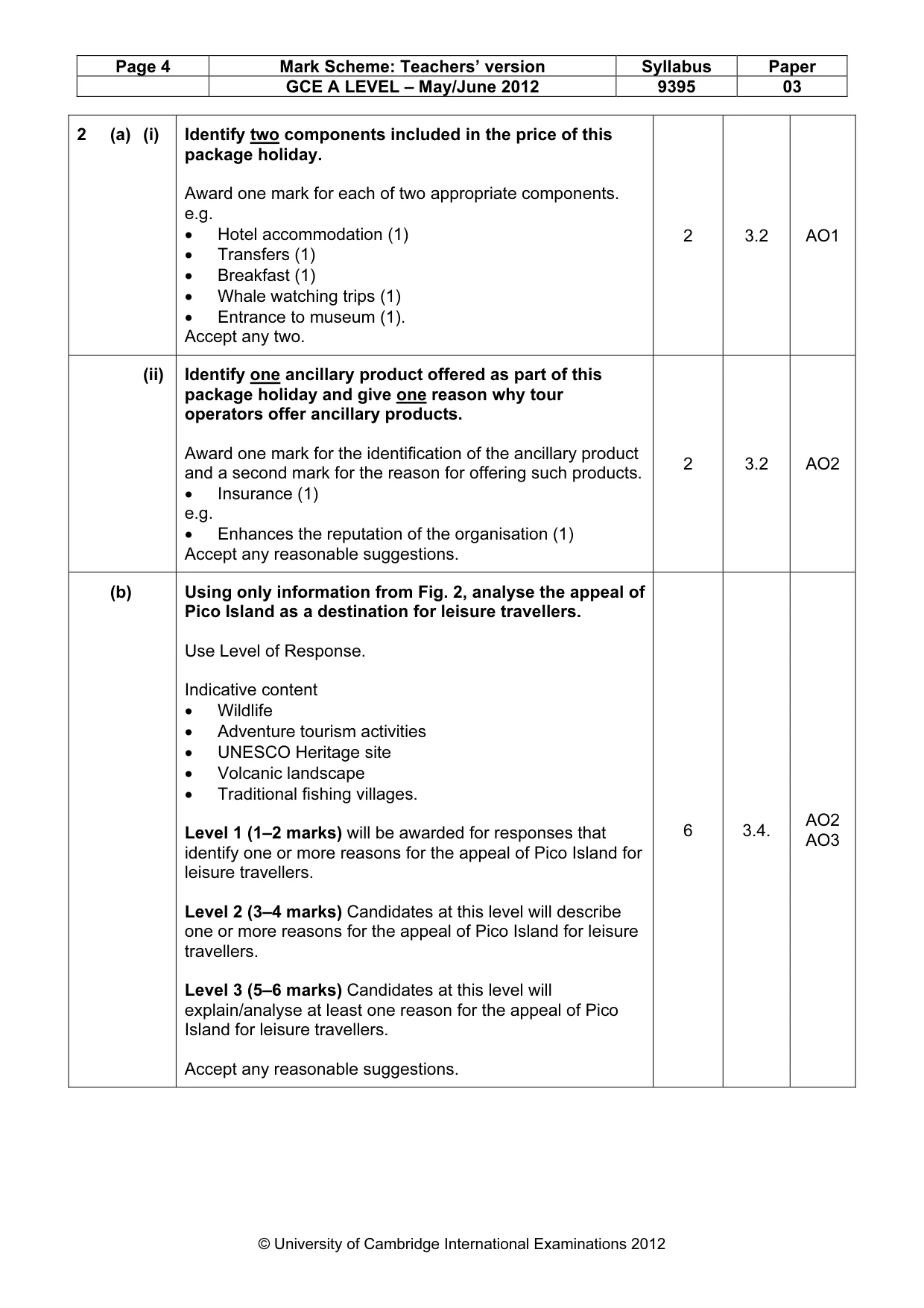 Mark scheme, page 4 of 9