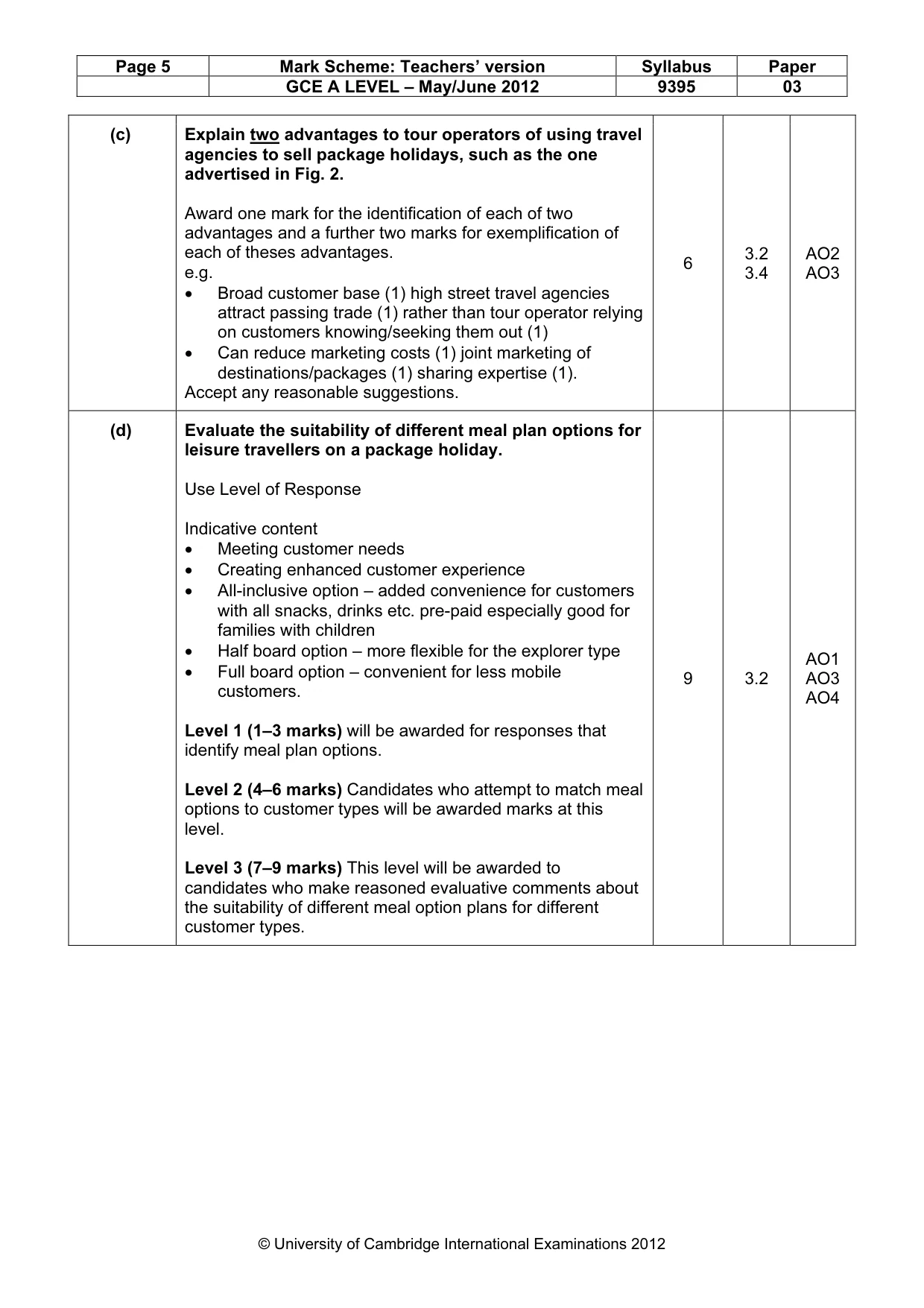 Mark scheme, page 5 of 9
