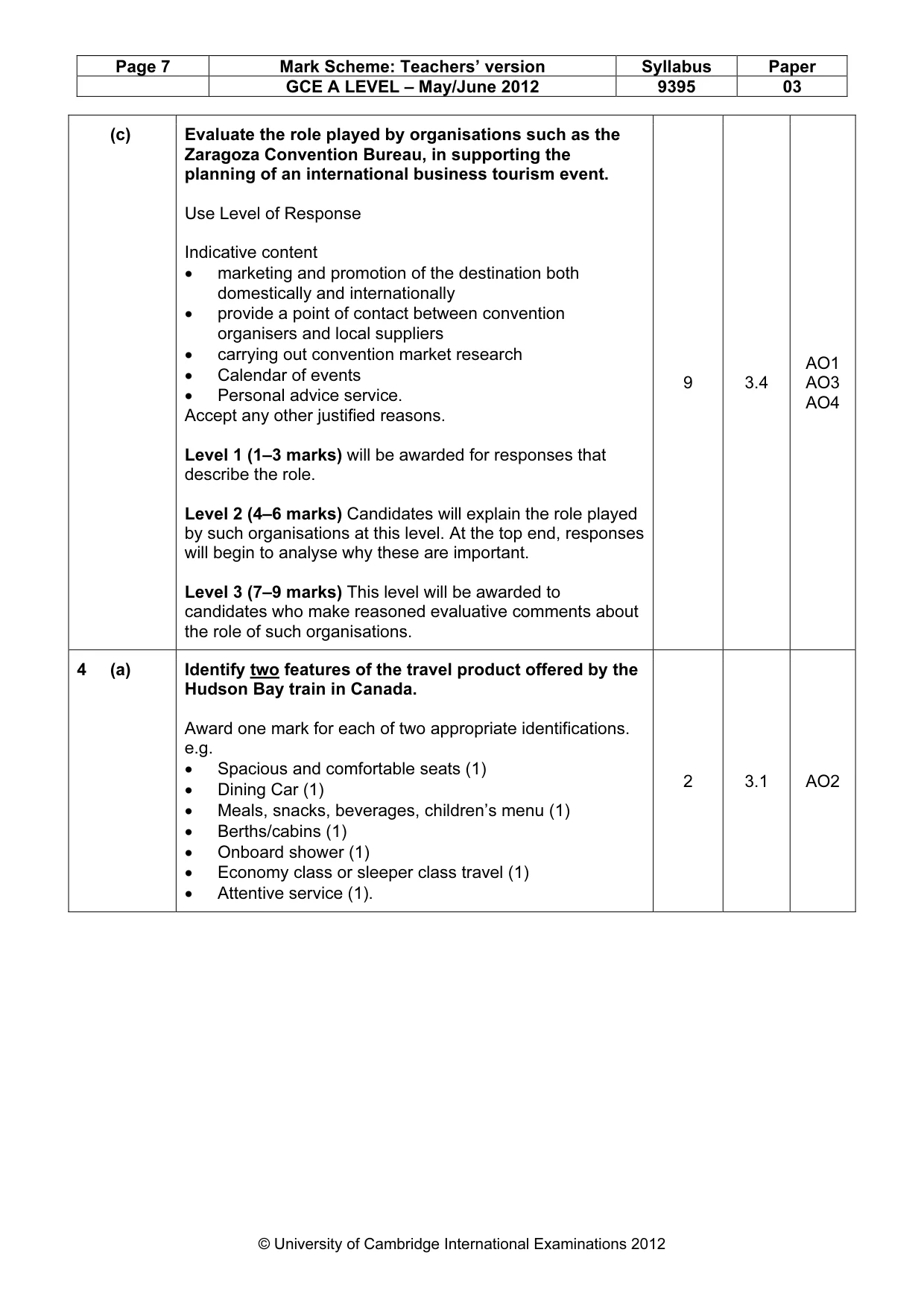 Mark scheme, page 7 of 9
