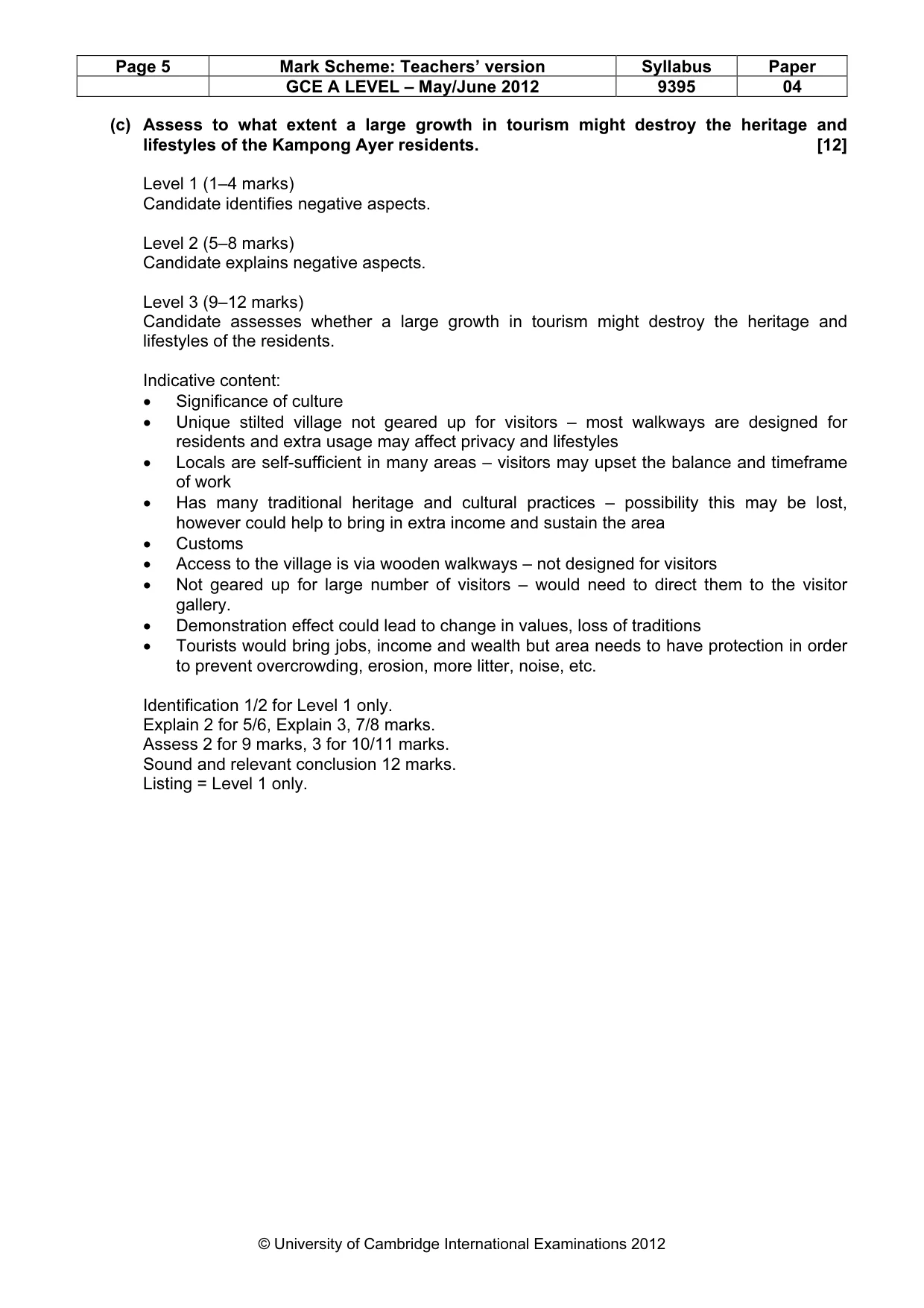 Mark scheme, page 5 of 5