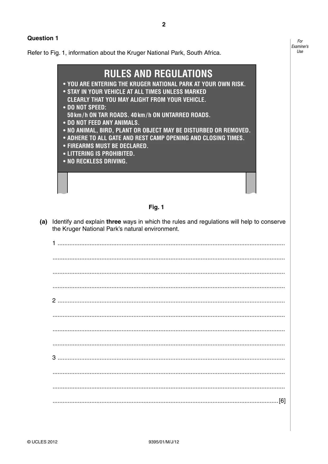 Cambridge A Level Travel and Tourism 9395 2012 May/June Paper 1 · Variant 1 question paper, page 2 of 16