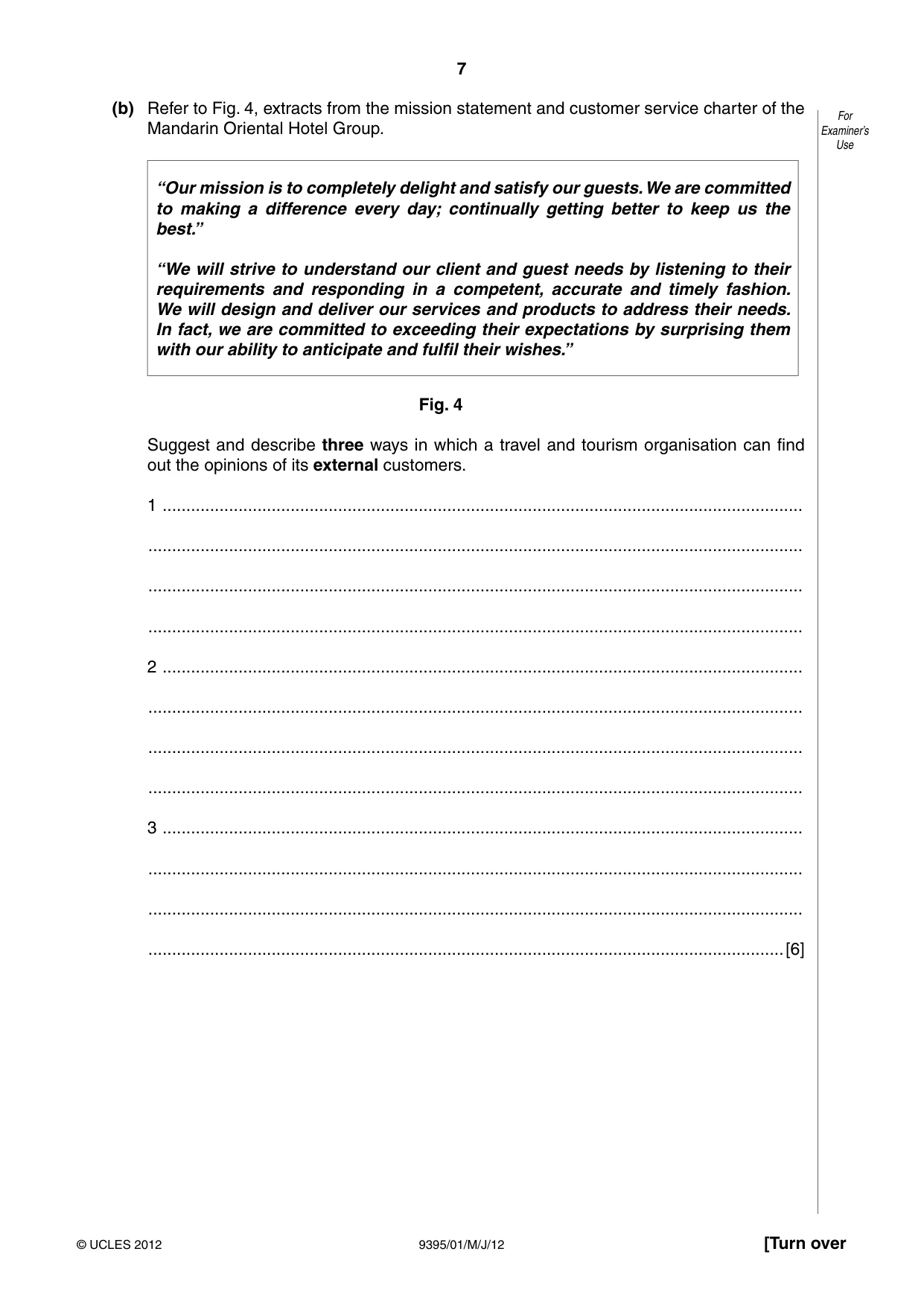 Cambridge A Level Travel and Tourism 9395 2012 May/June Paper 1 · Variant 1 question paper, page 7 of 16