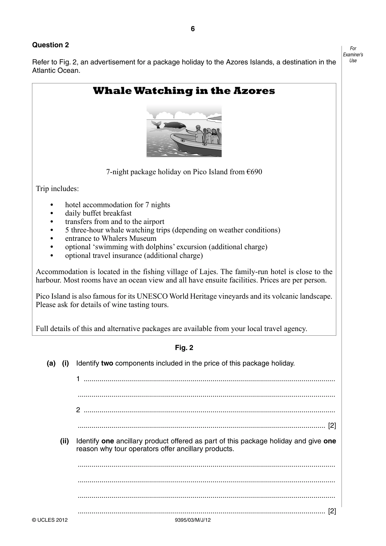 Cambridge A Level Travel and Tourism 9395 2012 May/June Paper 3 · Variant 1 question paper, page 6 of 16