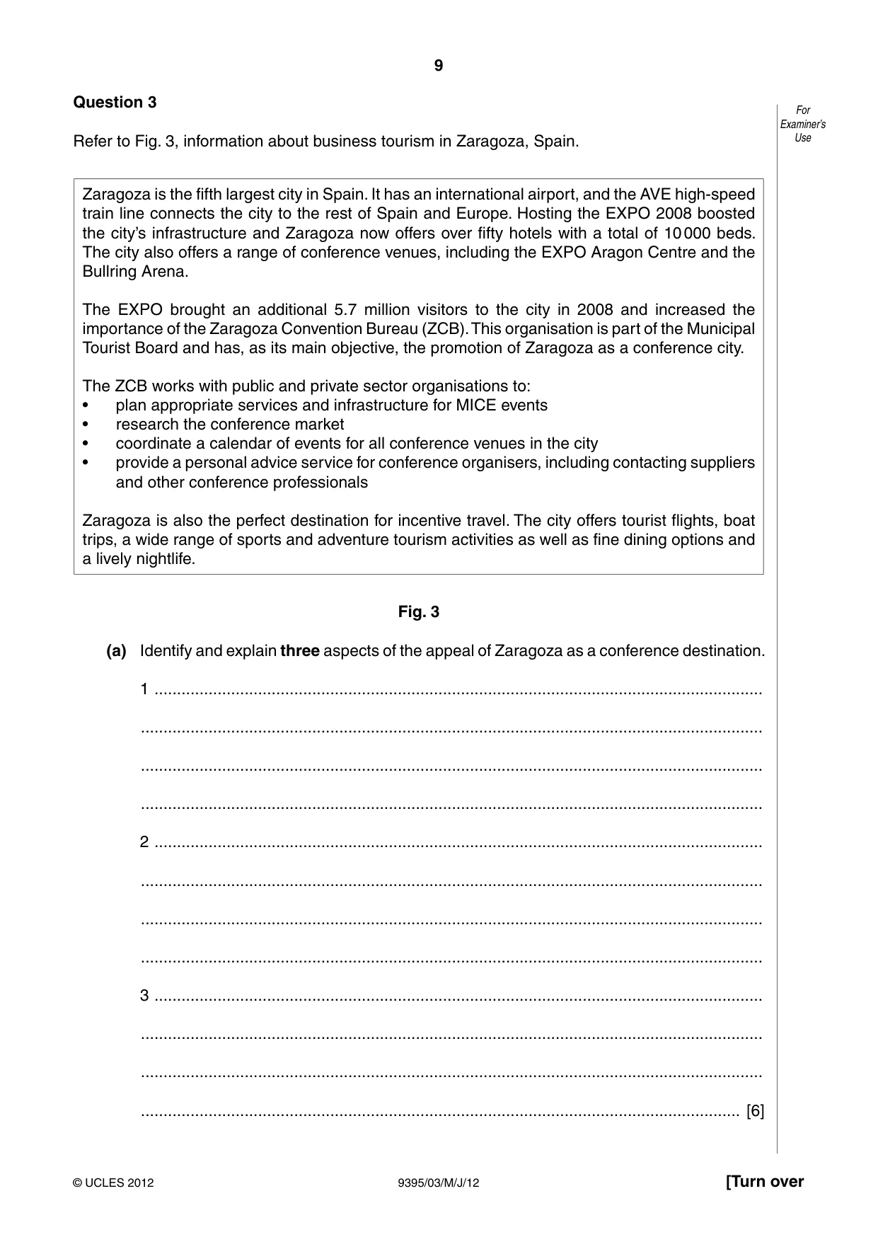Cambridge A Level Travel and Tourism 9395 2012 May/June Paper 3 · Variant 1 question paper, page 9 of 16