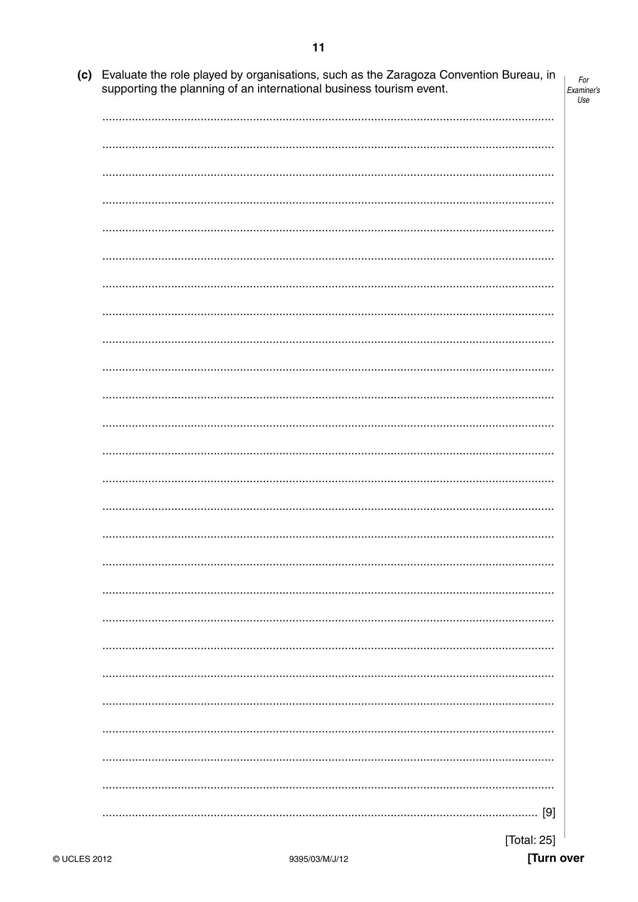 Cambridge A Level Travel and Tourism 9395 2012 May/June Paper 3 · Variant 1 question paper, page 11 of 16