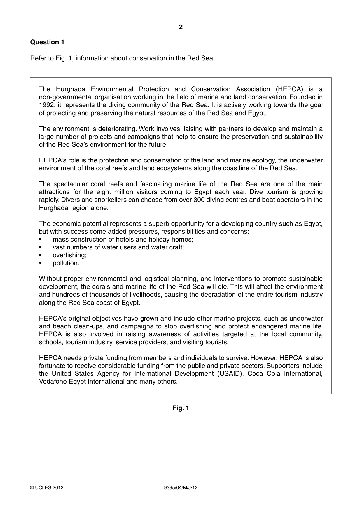 Cambridge A Level Travel and Tourism 9395 2012 May/June Paper 4 · Variant 1 question paper, page 2 of 12