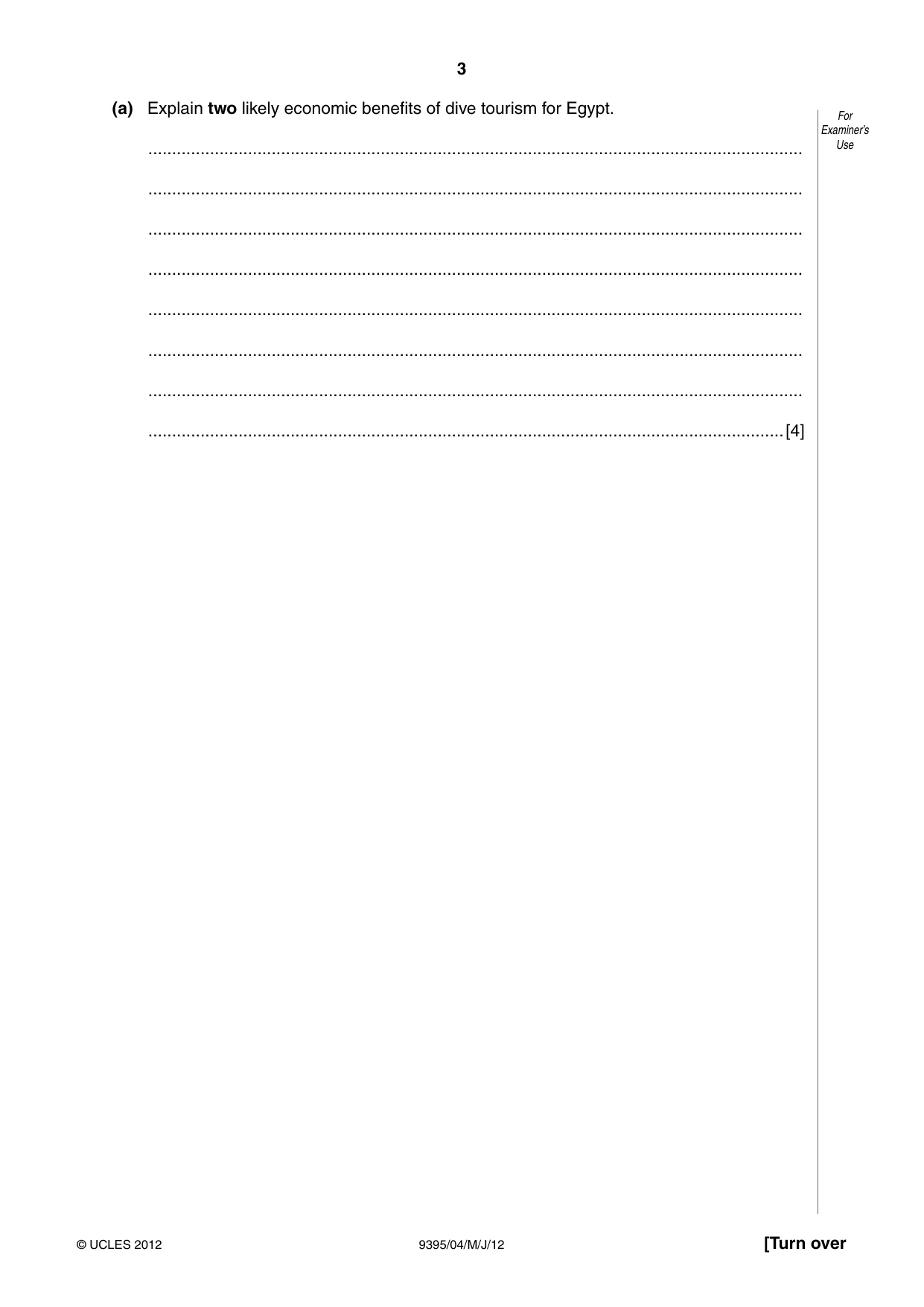 Cambridge A Level Travel and Tourism 9395 2012 May/June Paper 4 · Variant 1 question paper, page 3 of 12