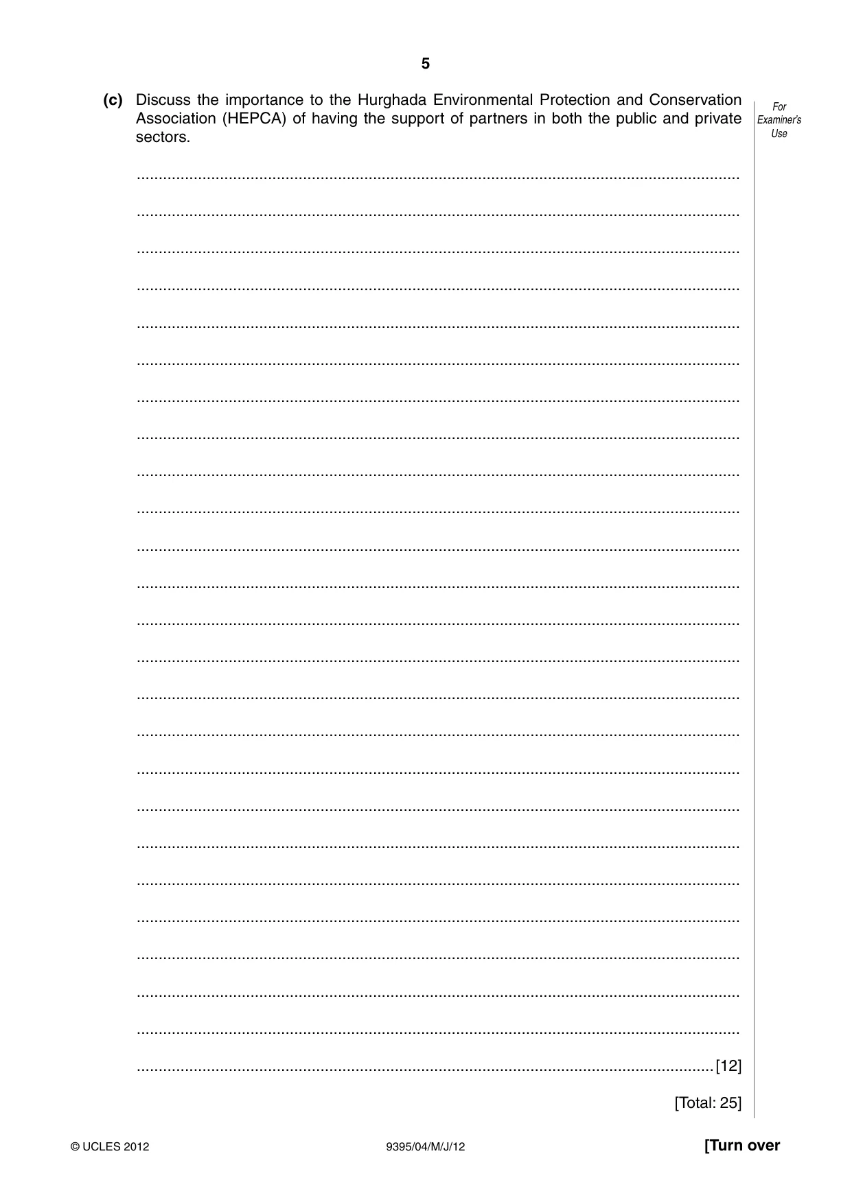 Cambridge A Level Travel and Tourism 9395 2012 May/June Paper 4 · Variant 1 question paper, page 5 of 12