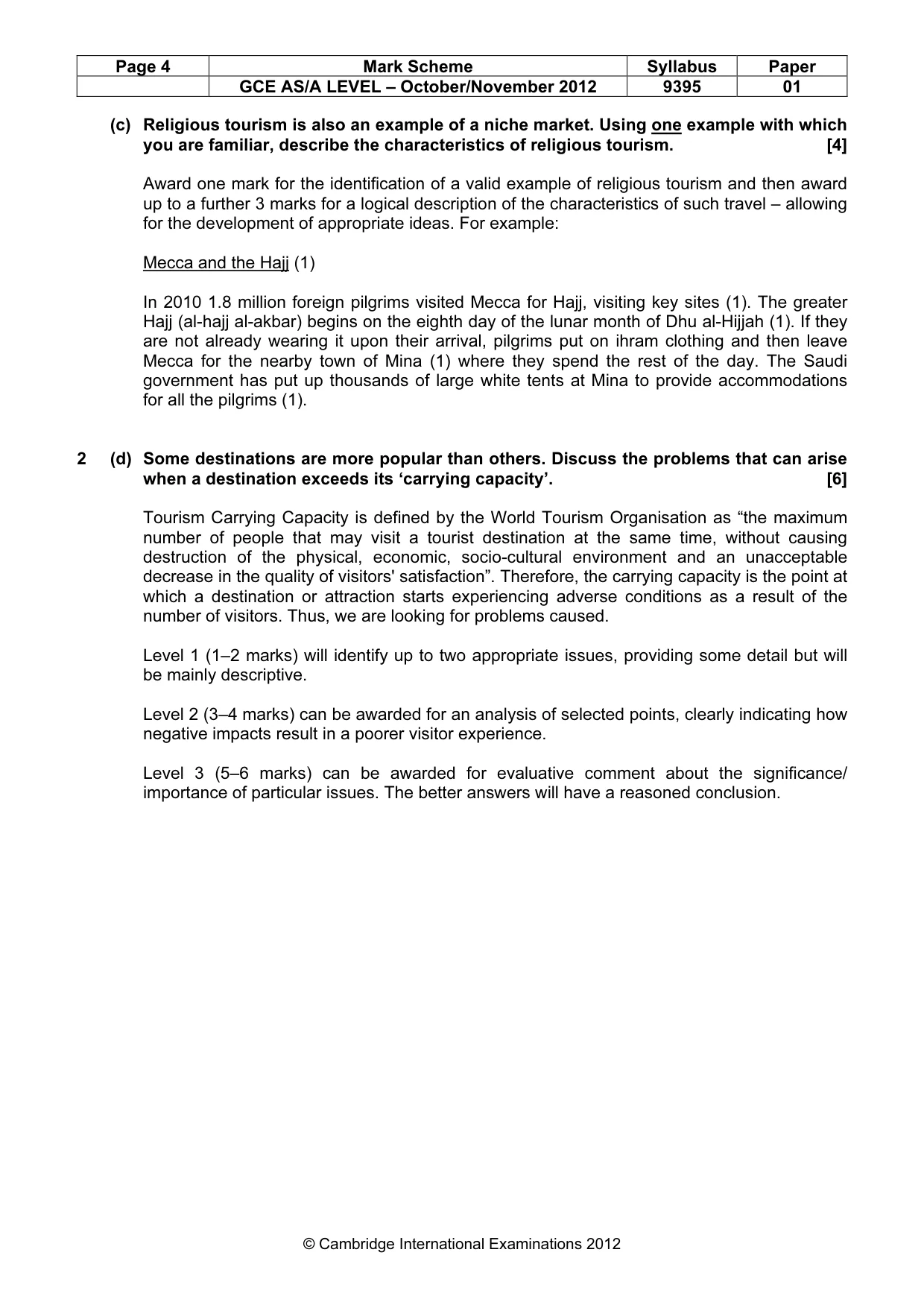 Mark scheme, page 4 of 8