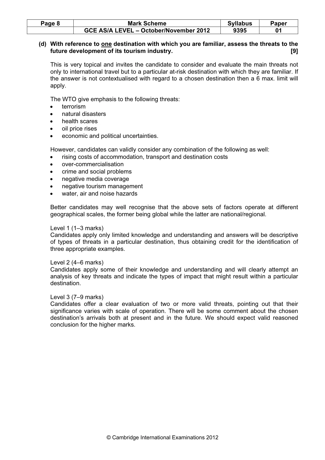 Mark scheme, page 8 of 8
