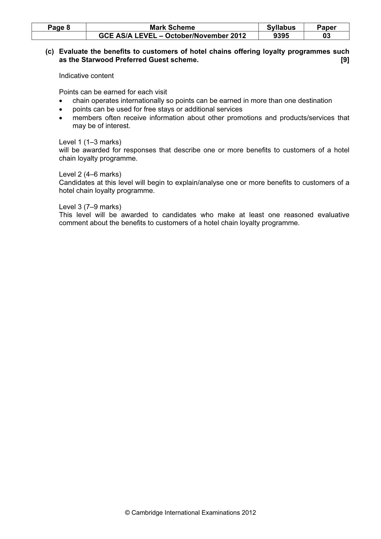 Mark scheme, page 8 of 8
