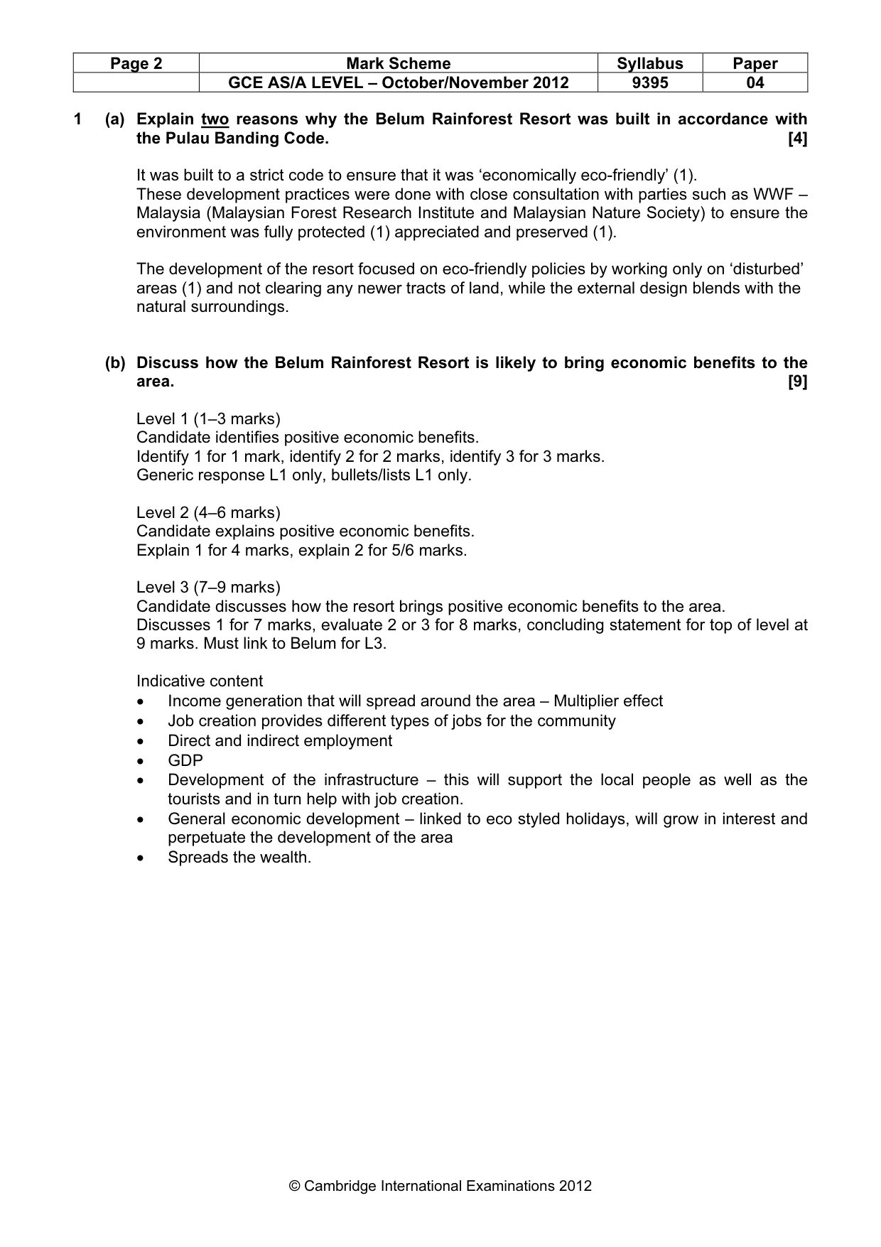 Mark scheme, page 2 of 5