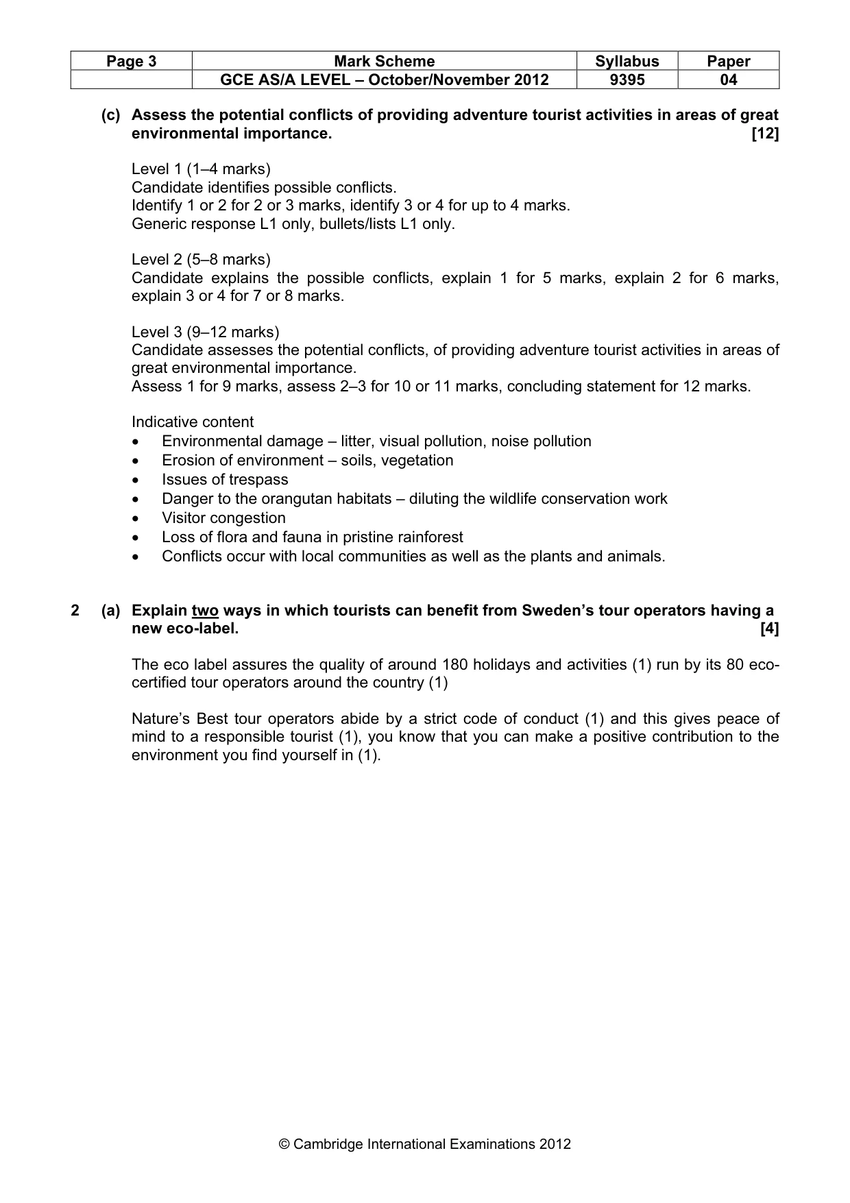 Mark scheme, page 3 of 5