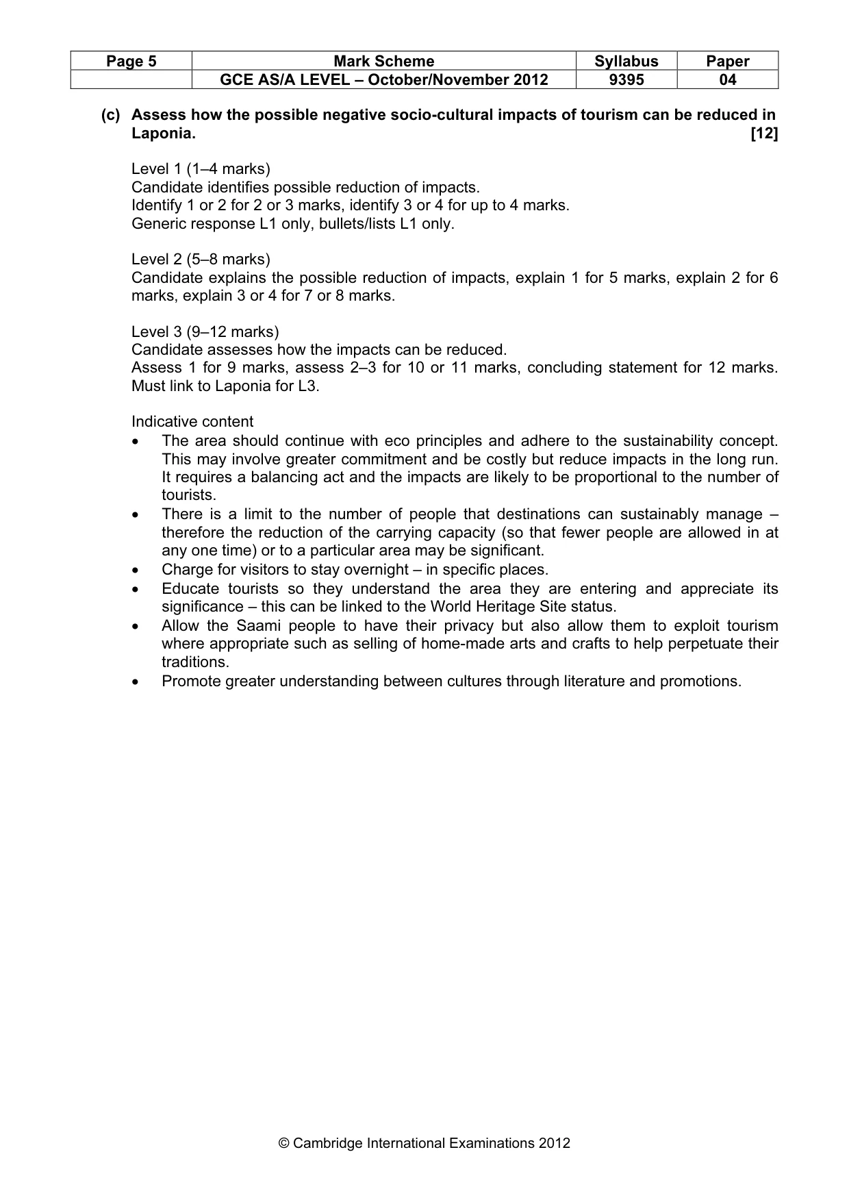 Mark scheme, page 5 of 5