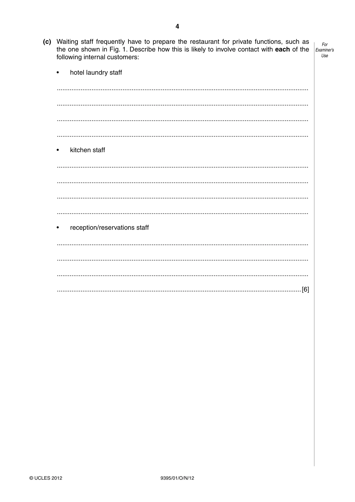 Cambridge A Level Travel and Tourism 9395 2012 Oct/Nov Paper 1 · Variant 1 question paper, page 4 of 20