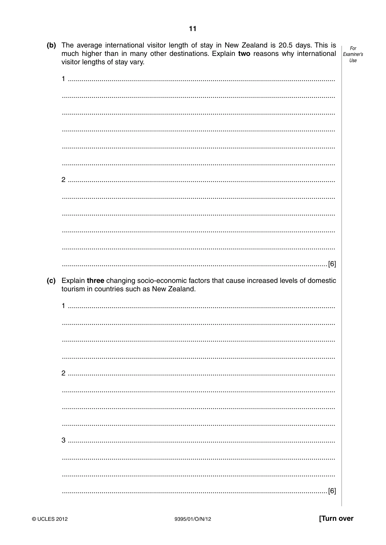 Cambridge A Level Travel and Tourism 9395 2012 Oct/Nov Paper 1 · Variant 1 question paper, page 11 of 20