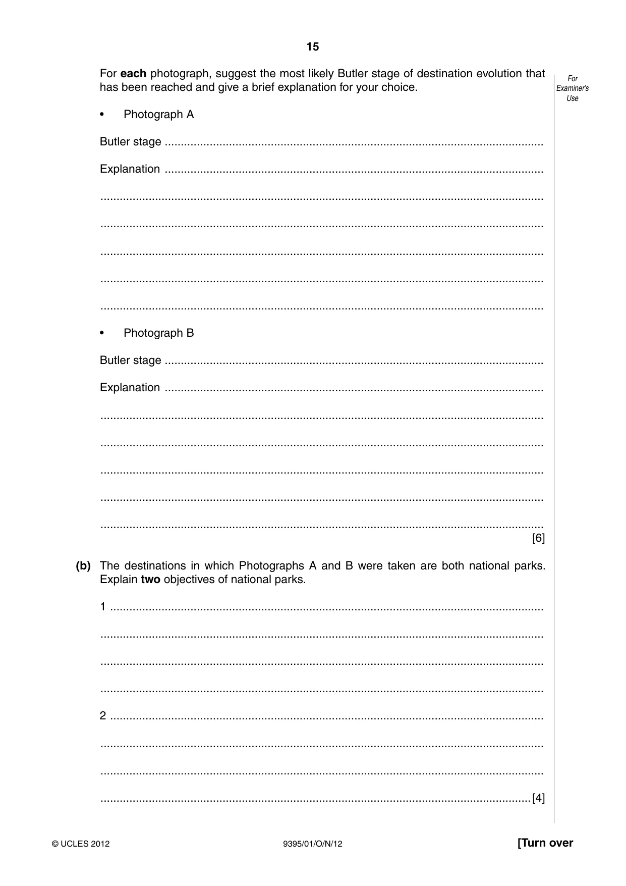 Cambridge A Level Travel and Tourism 9395 2012 Oct/Nov Paper 1 · Variant 1 question paper, page 15 of 20